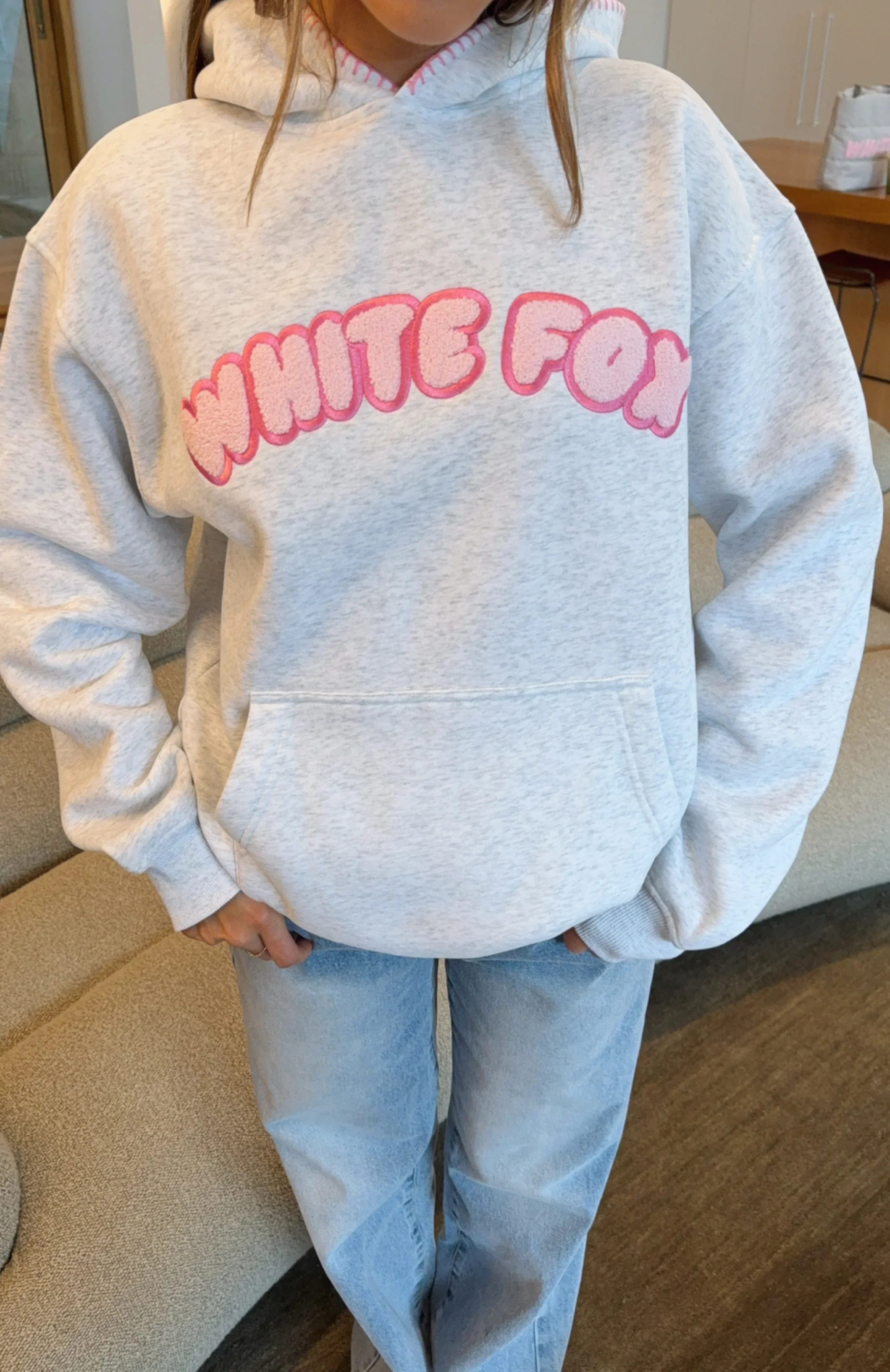 Vol. 1 Front Graphic Oversized Hoodie Grey Marle - luluinthesky