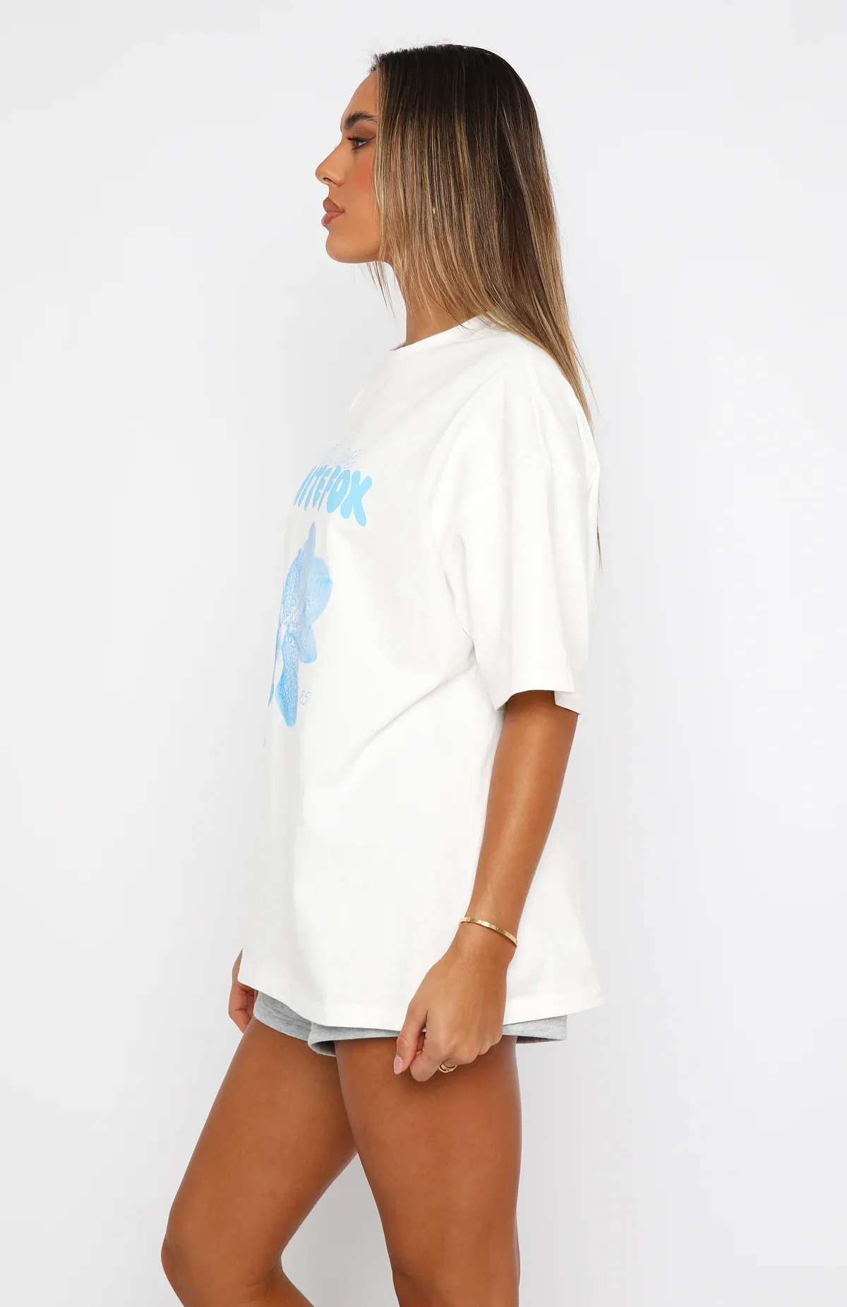 With Love Forever Oversized Tee White/Blue - luluinthesky