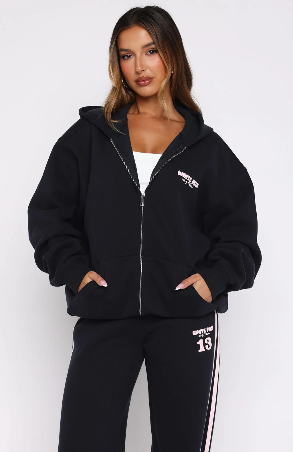 Lucky Thirteen Charise Zip Front Hoodie Navy - luluinthesky