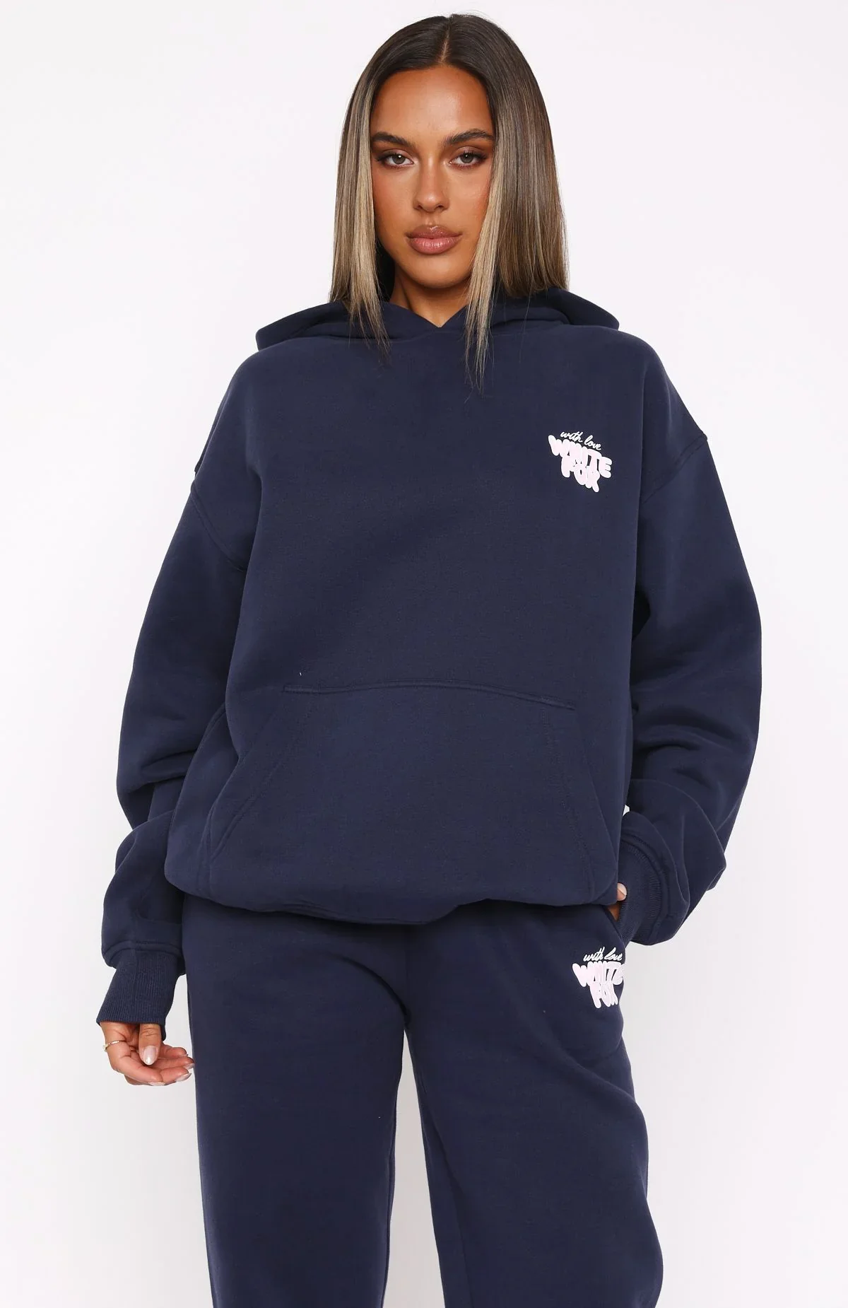 With Love Always Oversized Hoodie Navy - luluinthesky