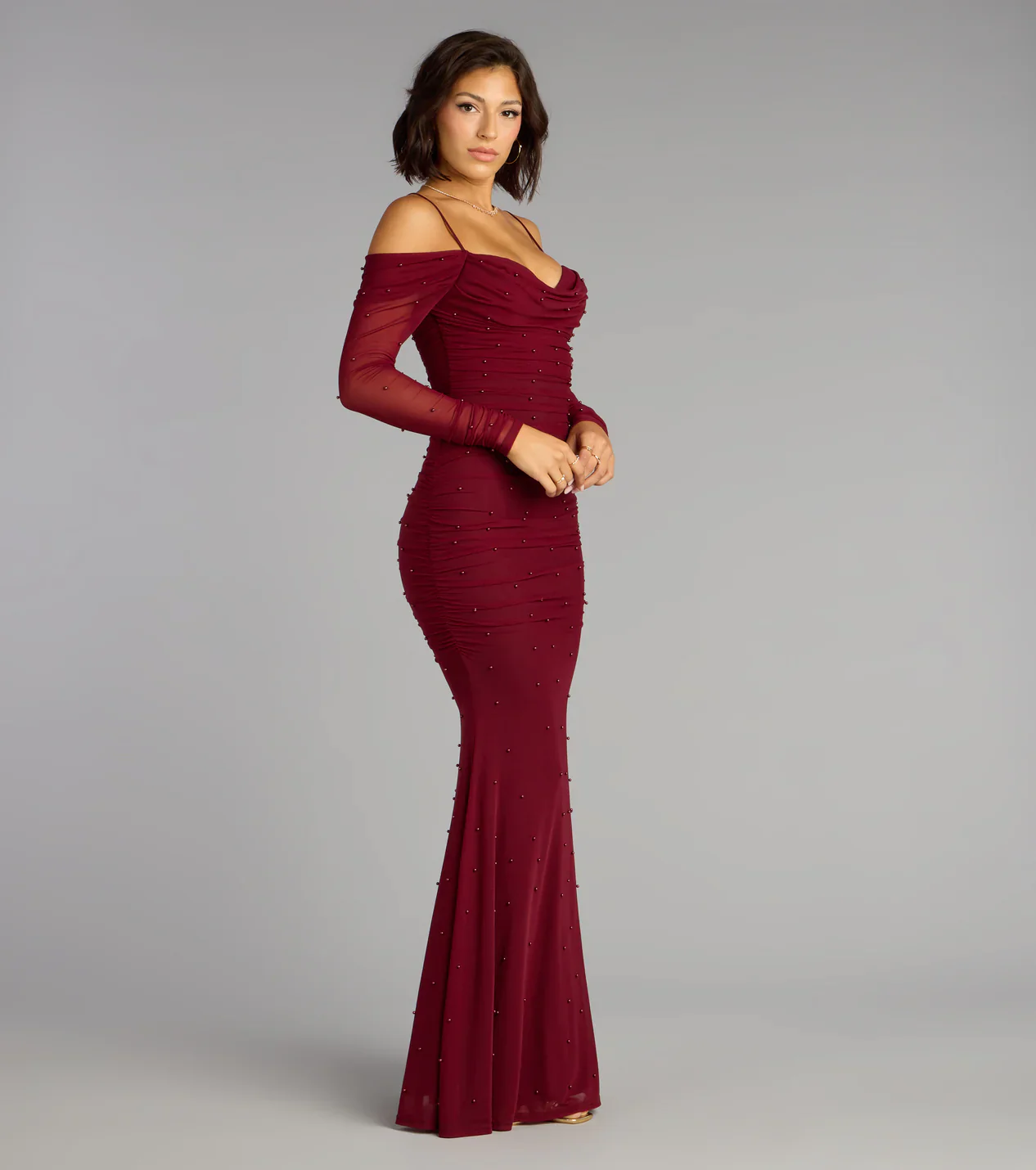 Lindsey Pearl Cold Shoulder Mermaid Formal Dress - luluinthesky