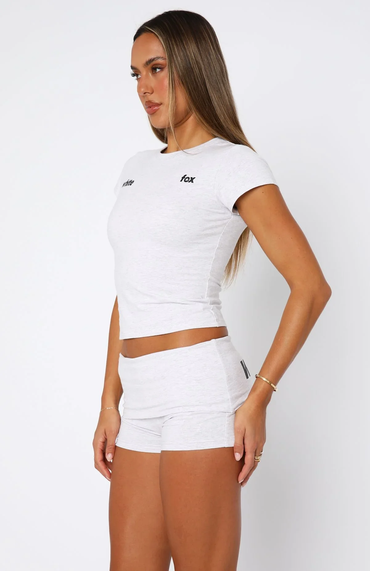 From The Archives Gigi Baby Tee Grey Marle - luluinthesky