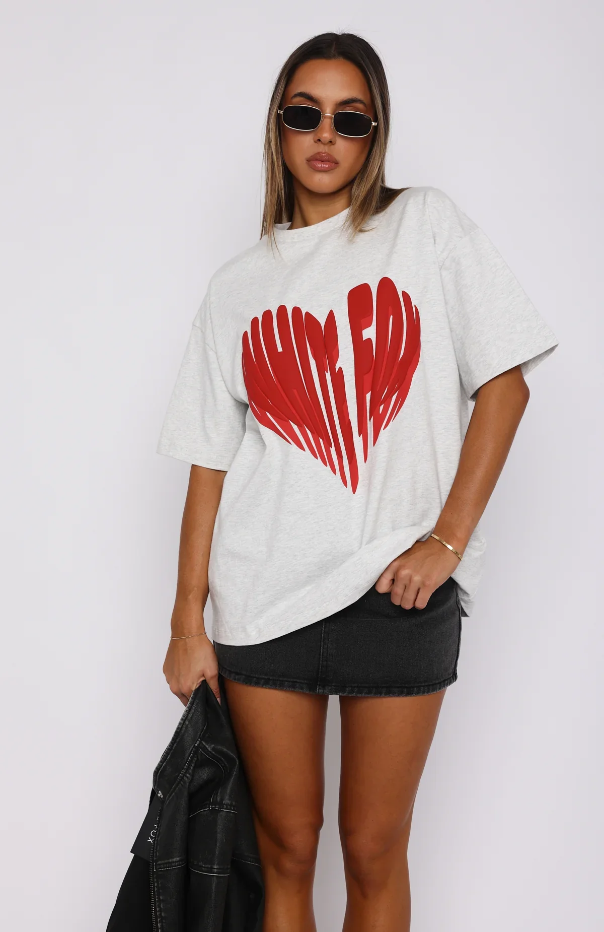 Love Burst Oversized Tee Grey Marle - luluinthesky