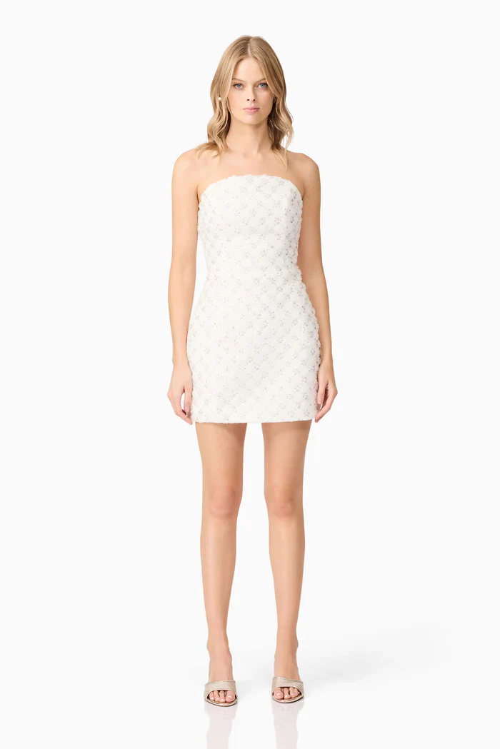 Lola Strapless Mini Dress in White - luluinthesky