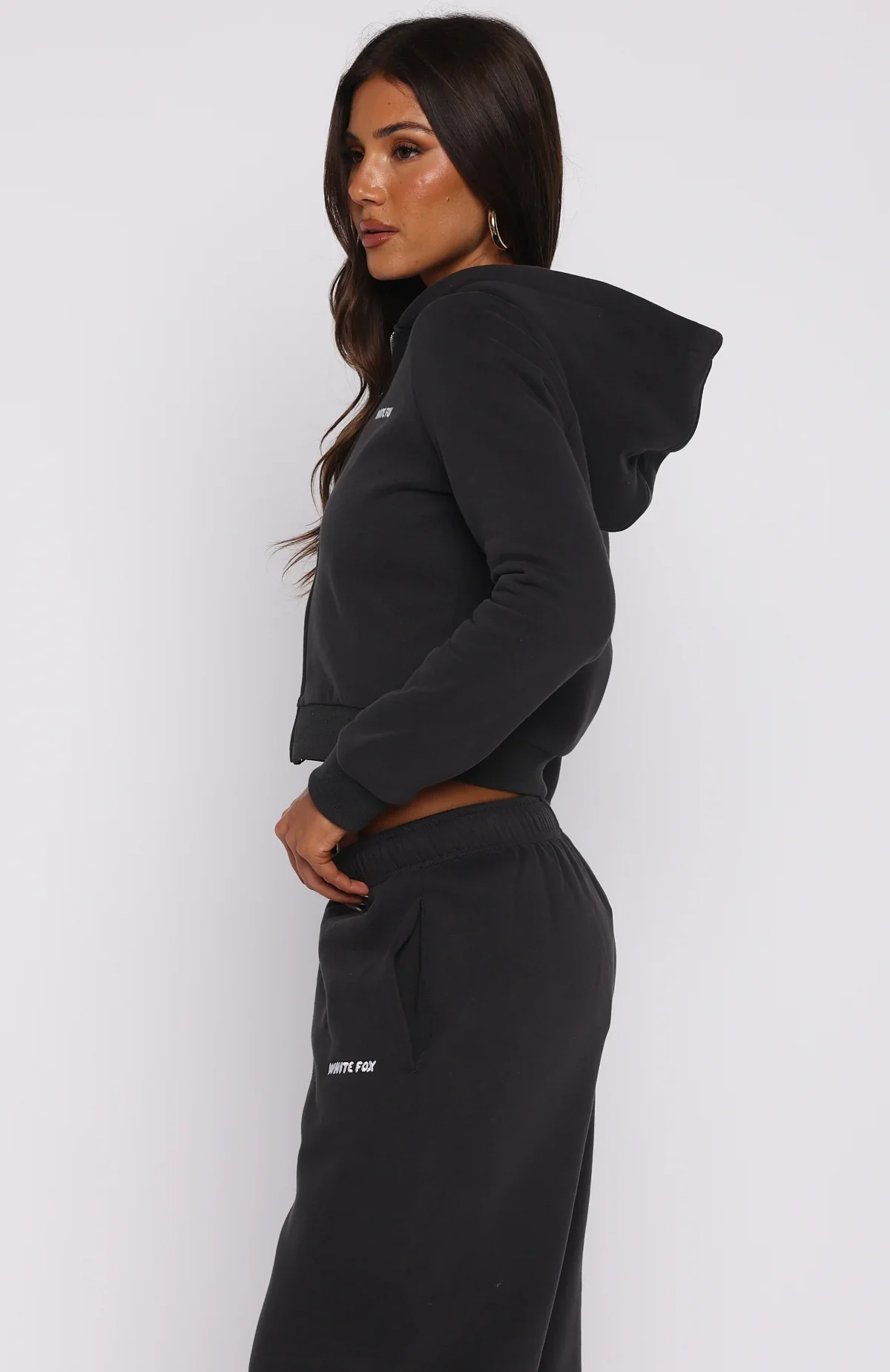Comfy And Cute Slim Zip Front Hoodie Charcoal - luluinthesky