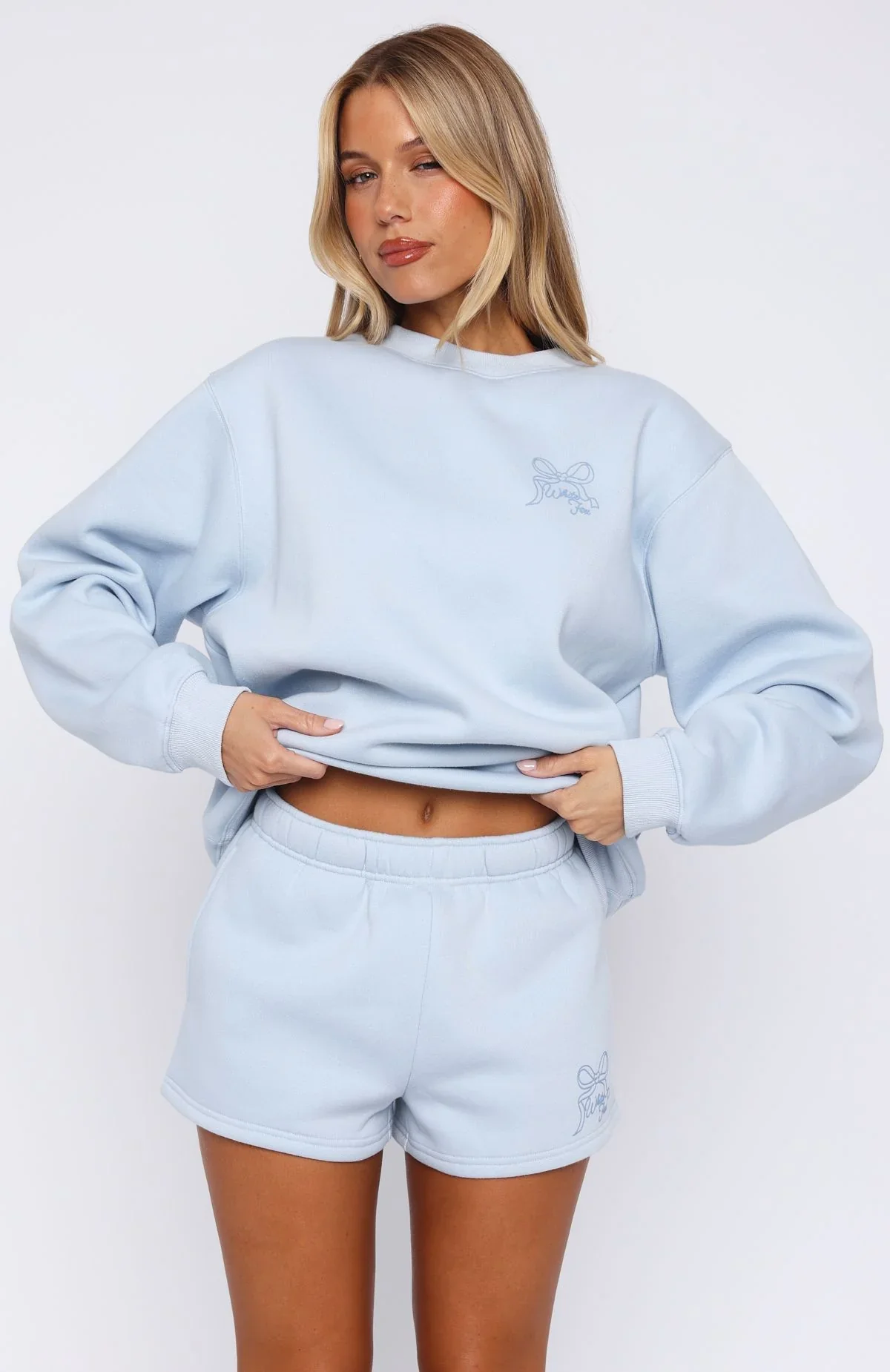 Love You Forever Lounge Shorts Baby Blue - luluinthesky