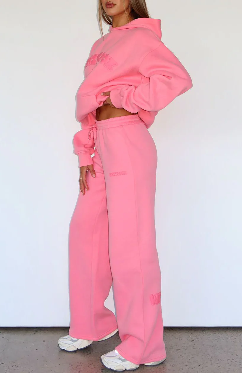 Don't Even Try Wide Leg Sweatpants Melon - luluinthesky