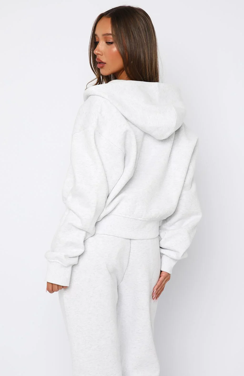 Can't Miss It Boxy Zip Front Hoodie Grey Marle/Rose Gold - luluinthesky