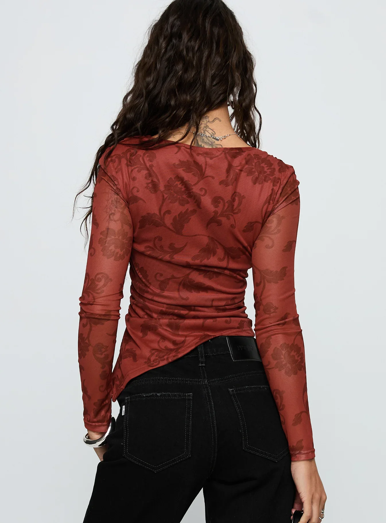 People Watching Long Sleeve Top Red Floral - luluinthesky