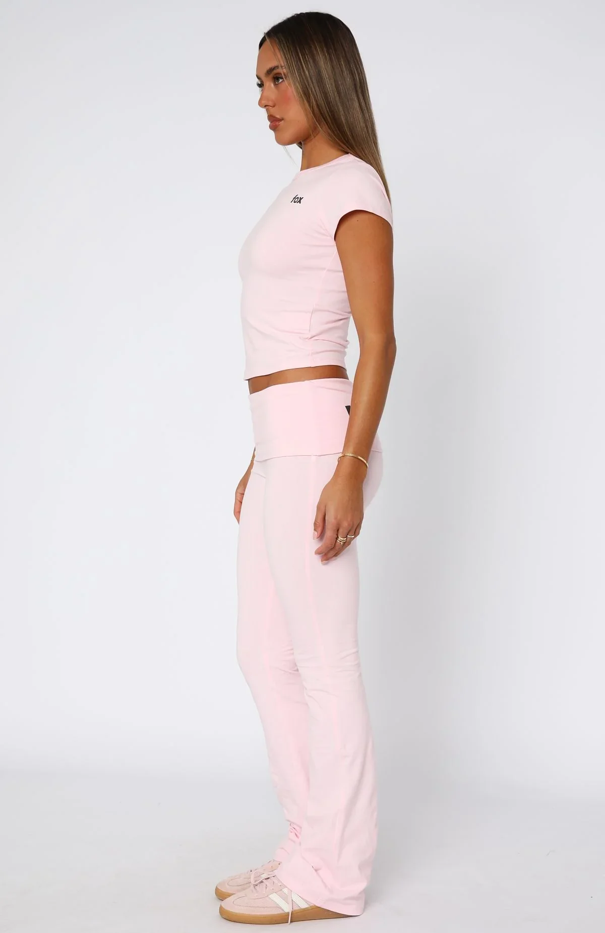 From The Archives Gigi Fold Over Flare Pants Pink - luluinthesky