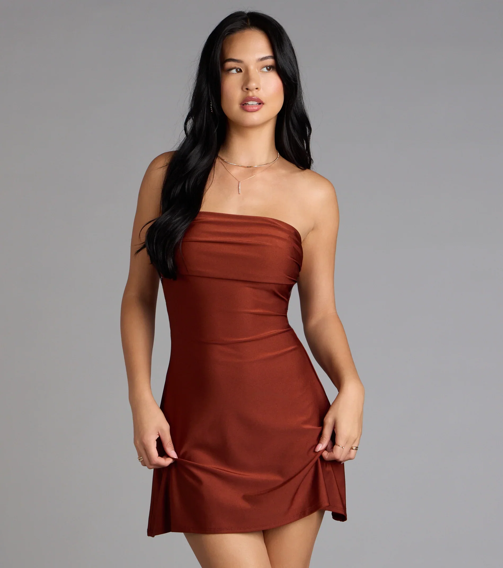 No Effort Drama Lace-Up Mini Dress - luluinthesky