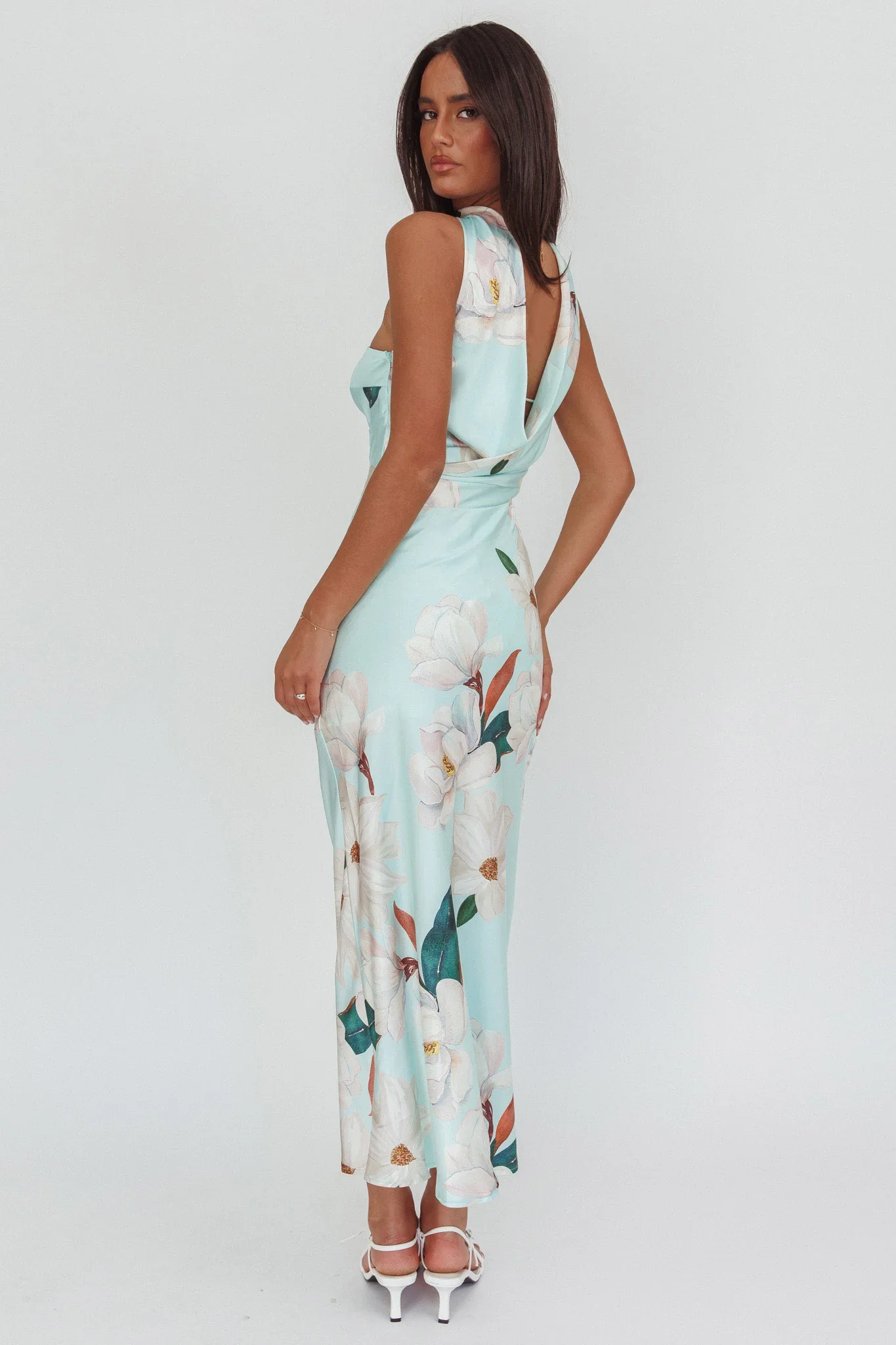 Damsel Reverse Halter Maxi Dress Magnolia Mint - luluinthesky