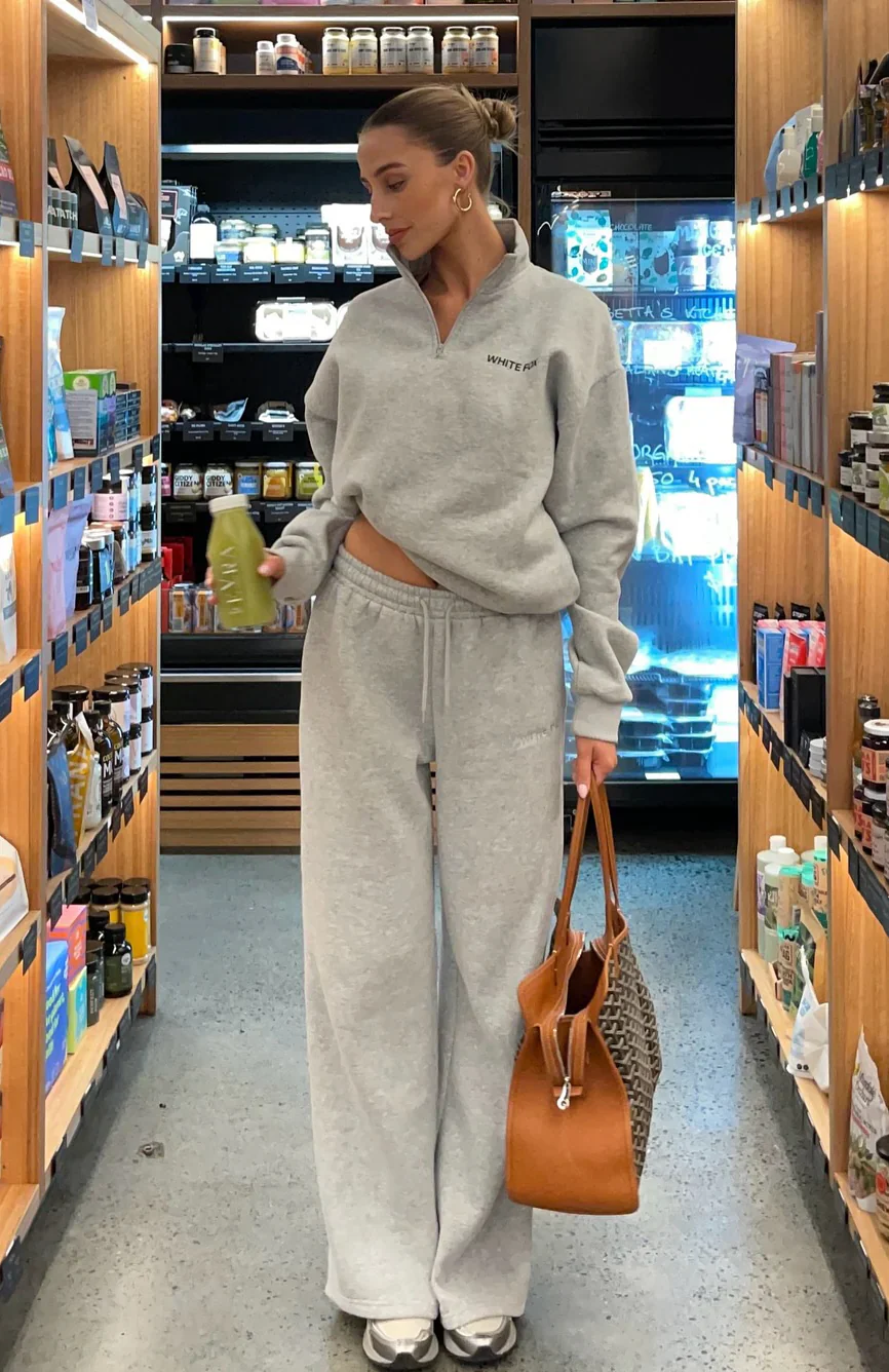 Core Classic Zip Front Sweater Dark Grey Marle - luluinthesky