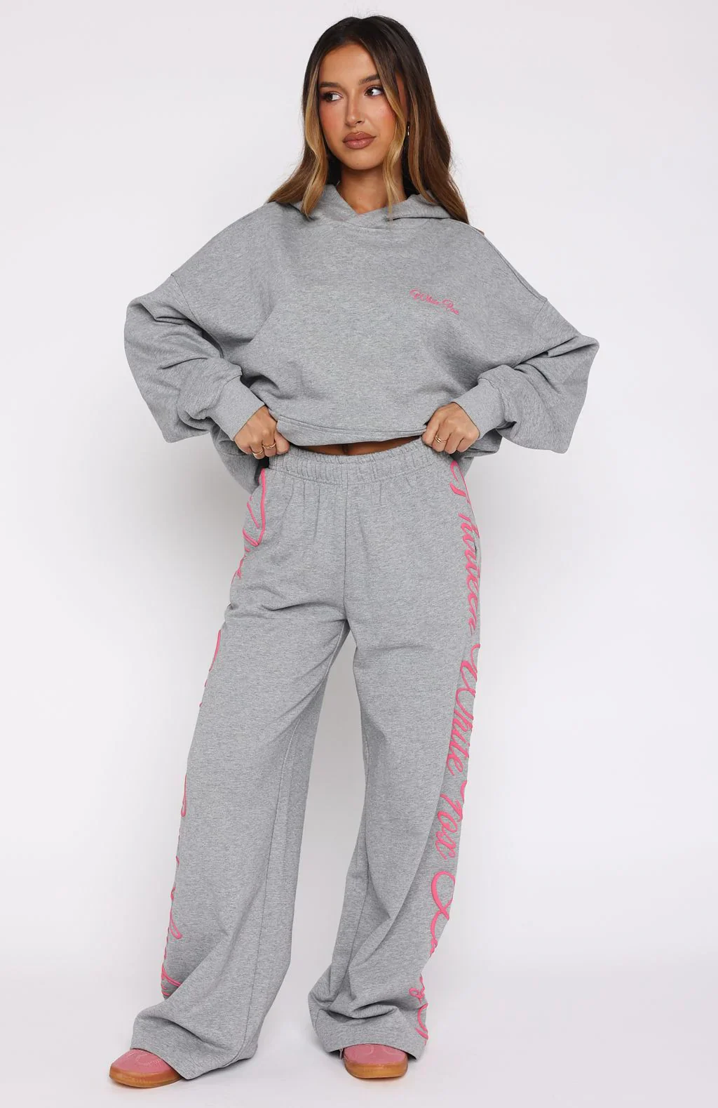 Lucky Thirteen Shaya Wide Leg Sweatpants Dark Grey Marle - luluinthesky