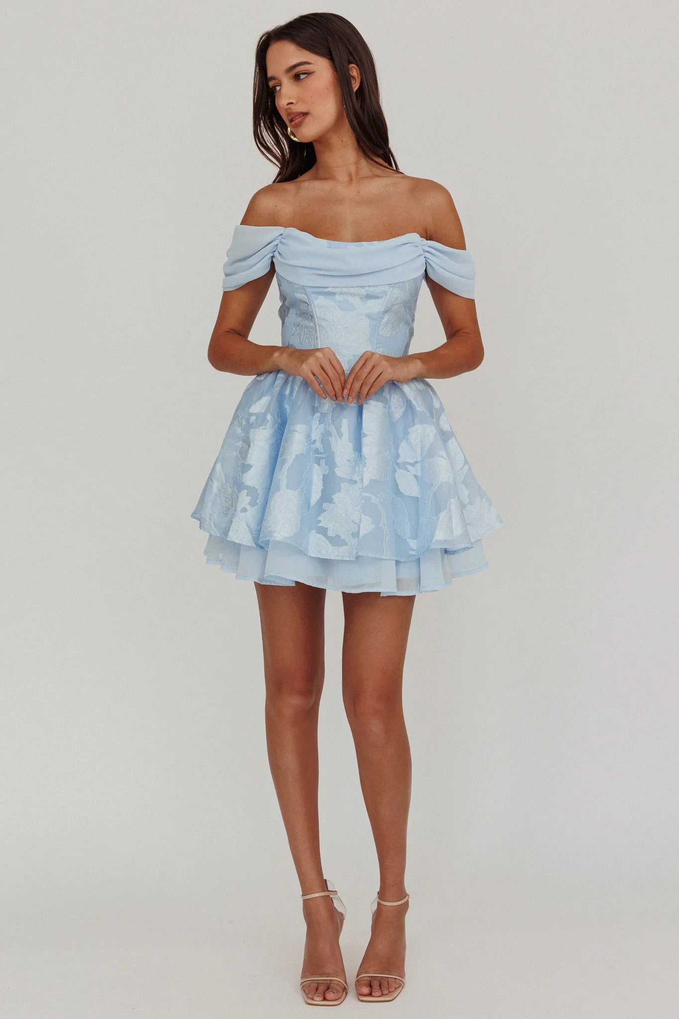 Lusting Off-Shoulder Mini Dress Blue - luluinthesky