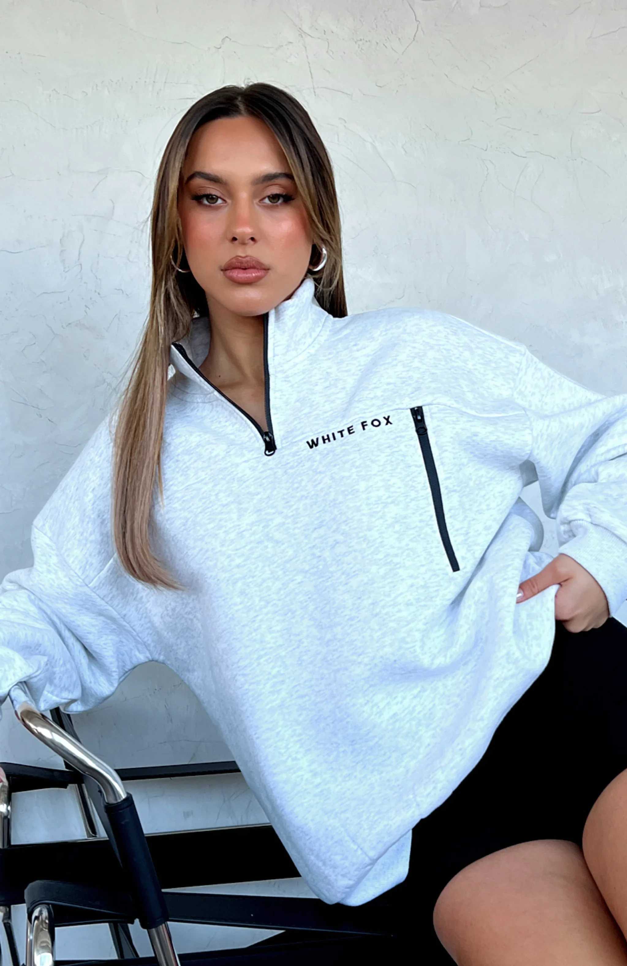 Where Did You Go Zip Front Sweater Grey Marle - luluinthesky