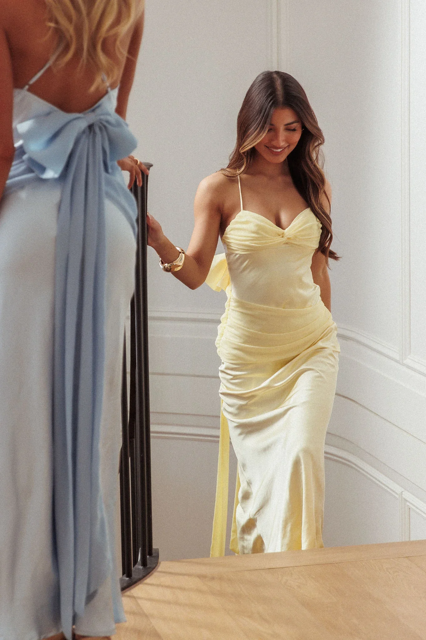 Arizona Sunset Criss-Cross Bow Back Dress Yellow - luluinthesky