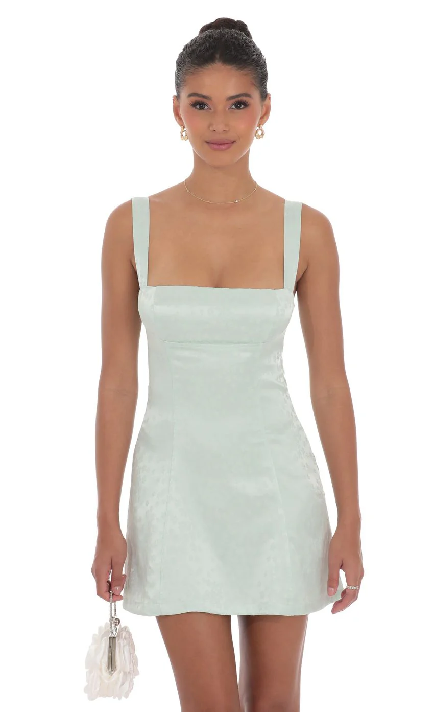 Jacquard Back Bow Bodycon Dress in Mint Green - luluinthesky