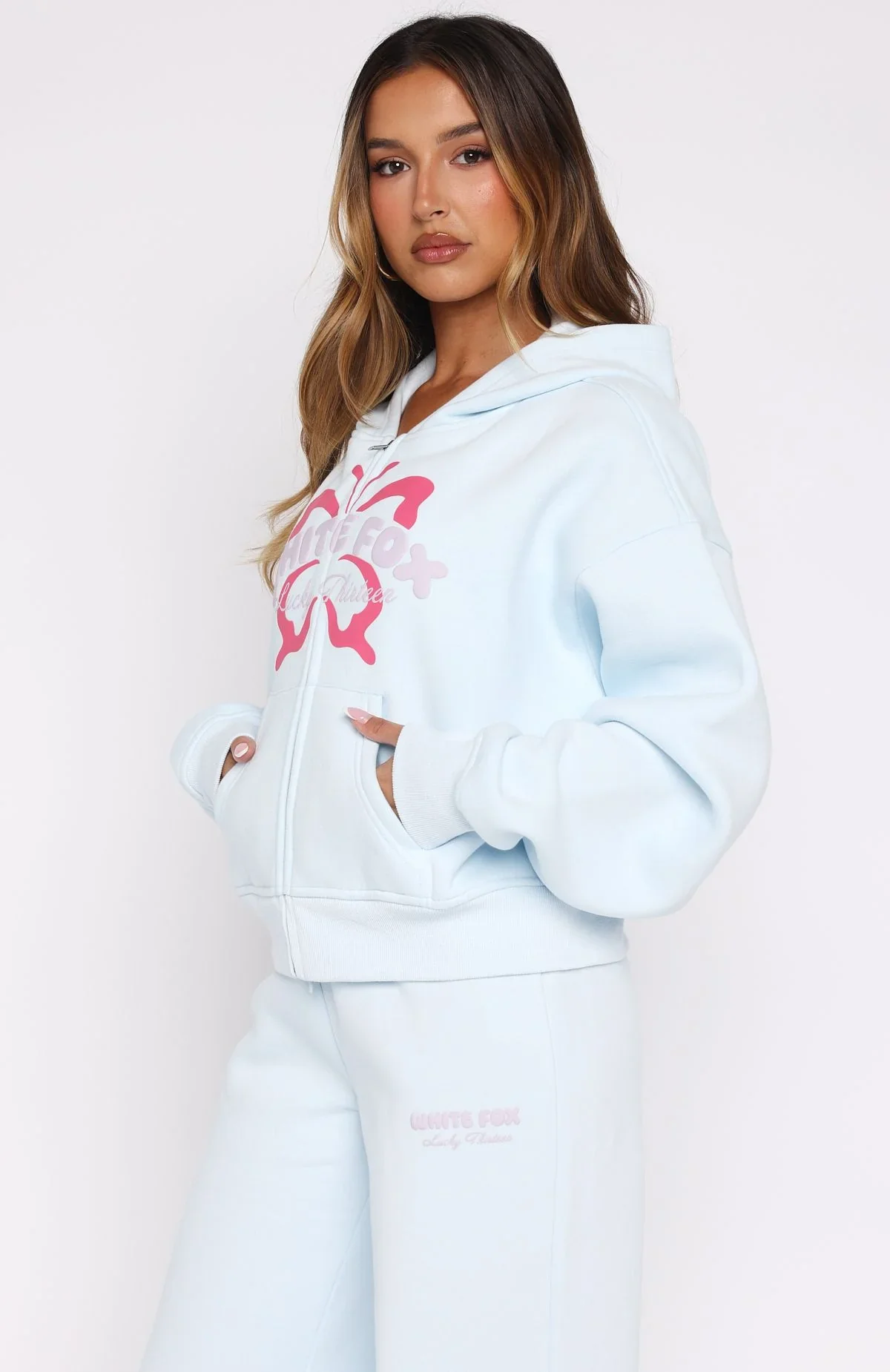 Lucky Thirteen Audrina Boxy Zip Front Hoodie Blue - luluinthesky