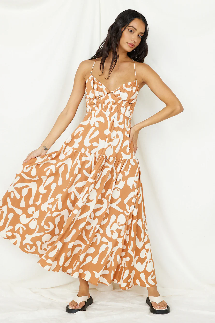Lover Of Love Maxi Dress Brown - luluinthesky