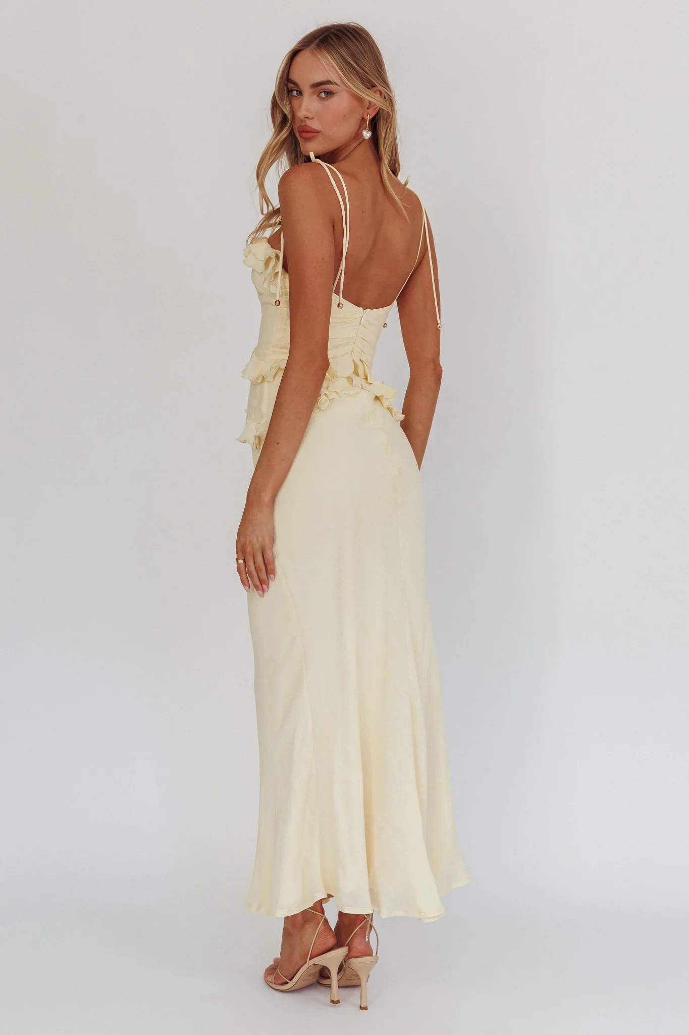 On A Roll Frill Trim Maxi Dress Yellow - luluinthesky