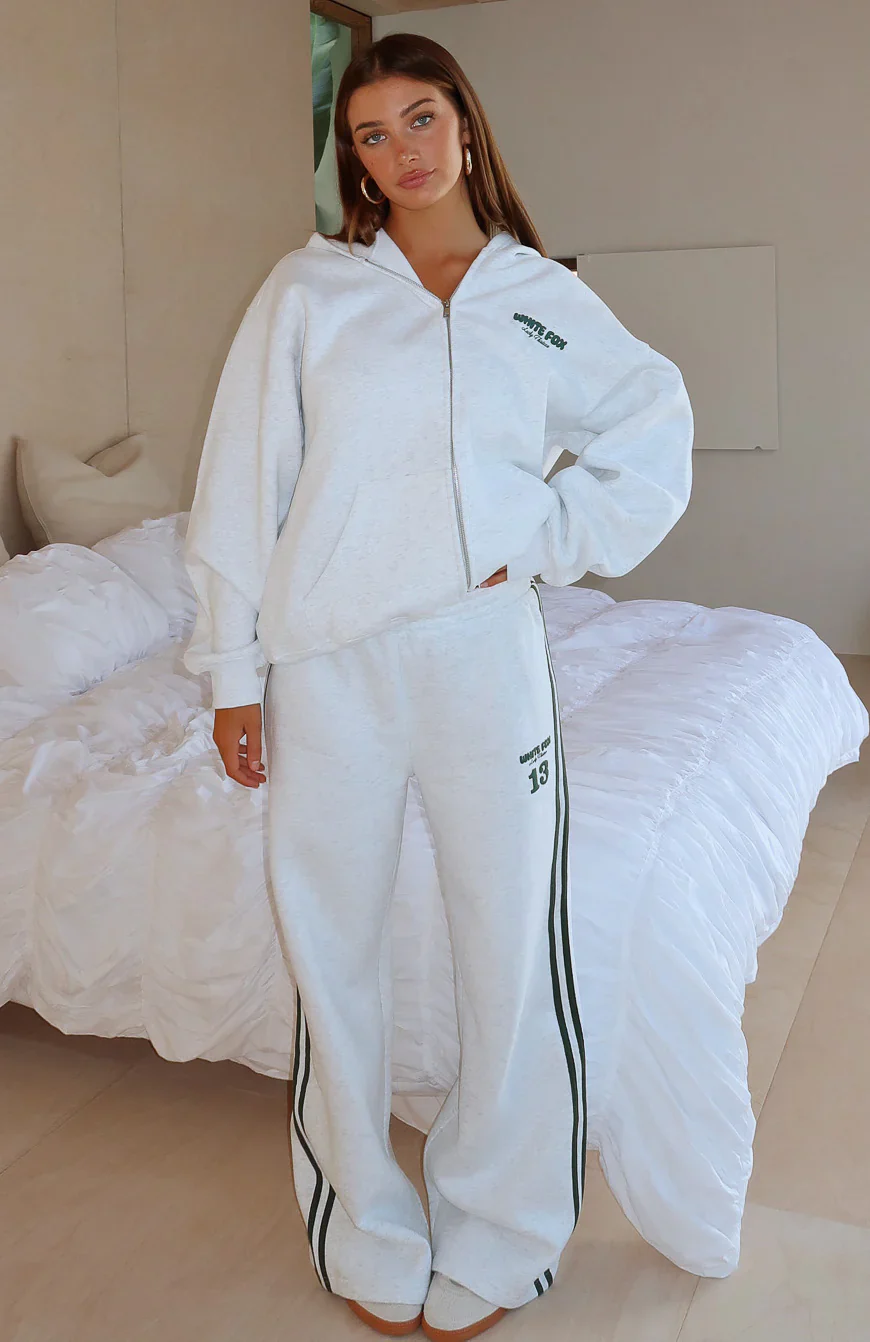 Lucky Thirteen Charise Wide Leg Sweatpants Grey Marle - luluinthesky