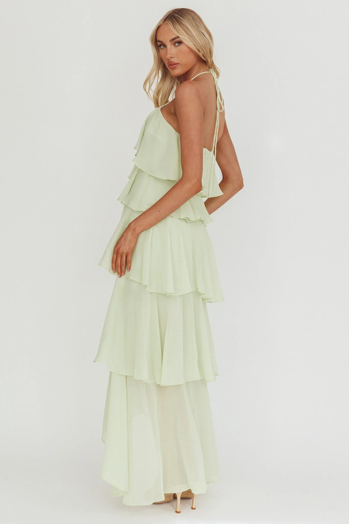 Darylyn Tiered Ruffle Maxi Dress Sage - luluinthesky