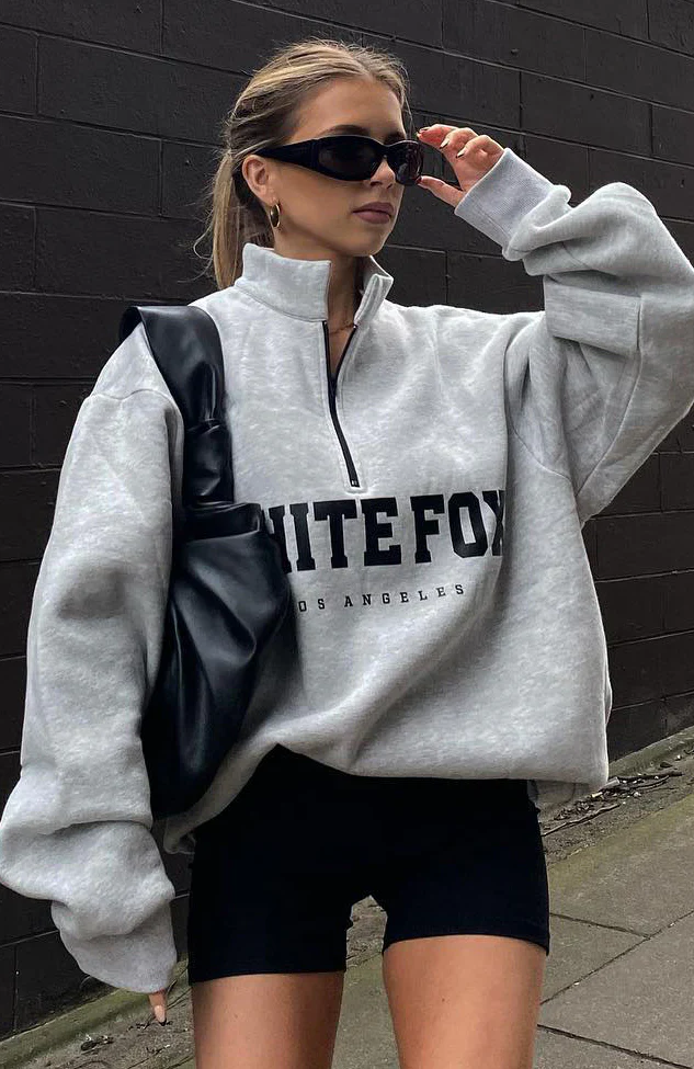 High Standard Zip Front Sweater Grey Marle - luluinthesky