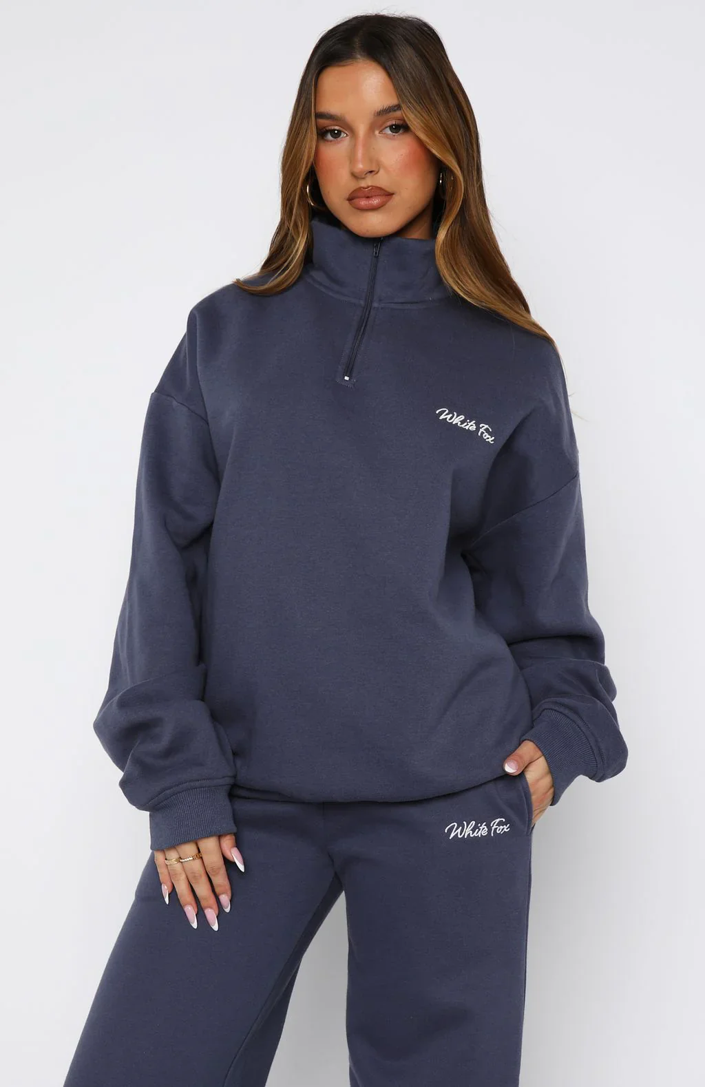 Match Your Words Zip Front Sweater Navy - luluinthesky