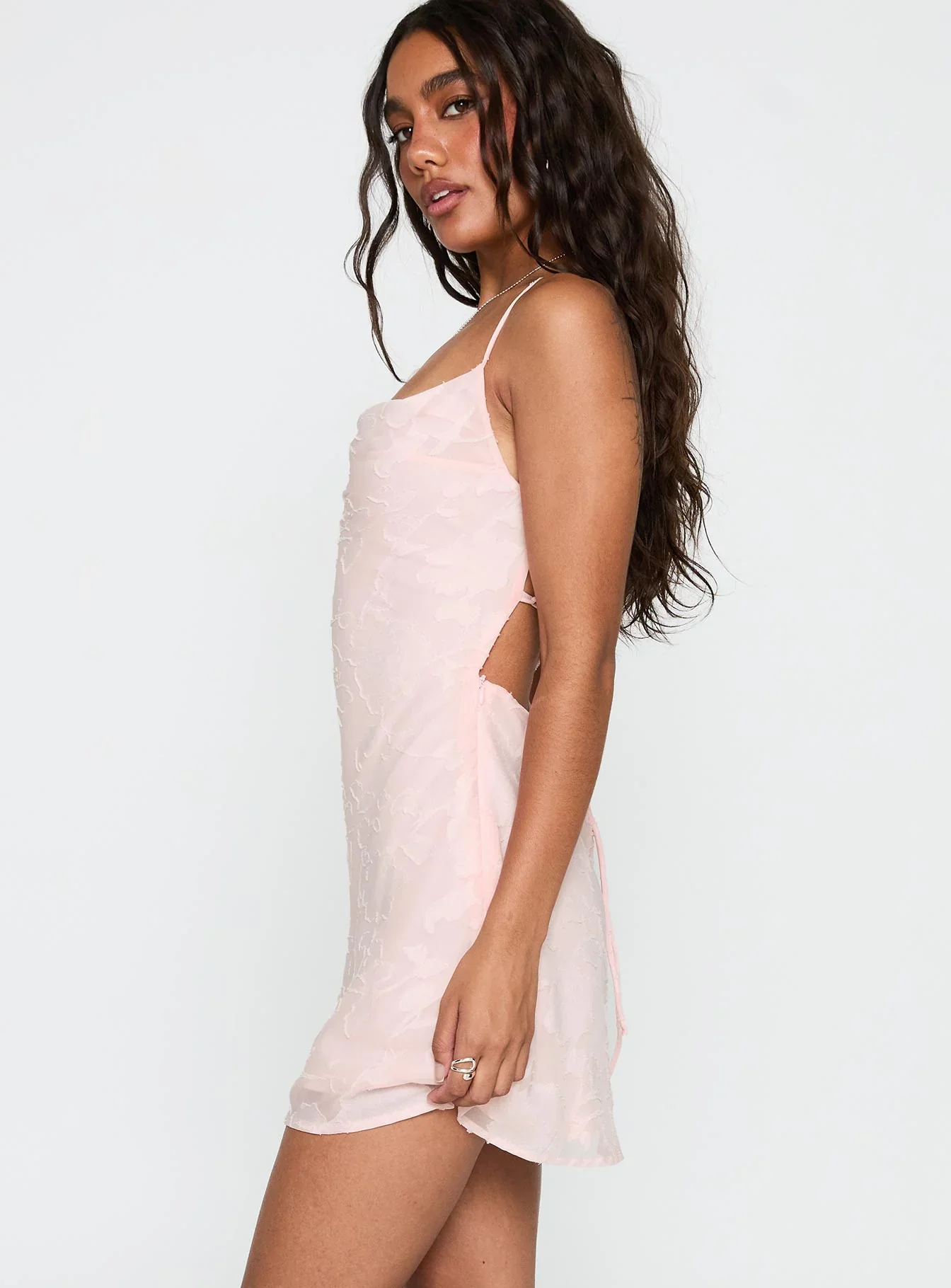 Celena Mini Dress Pink Burnout - luluinthesky