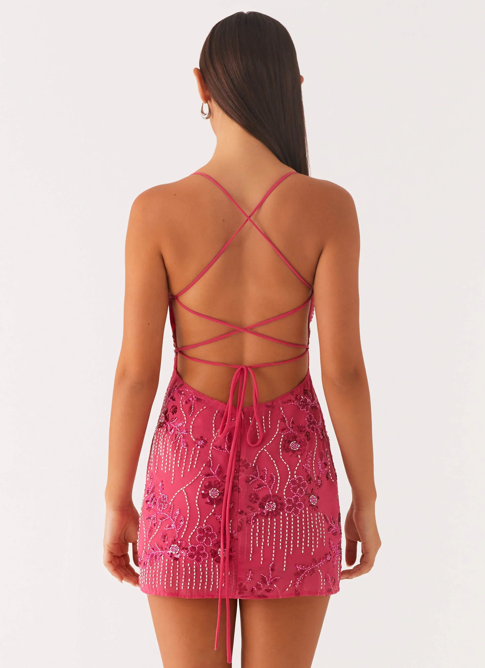 Exclusive Vietta Sequin Cami Mini Dress - Fuchsia - luluinthesky