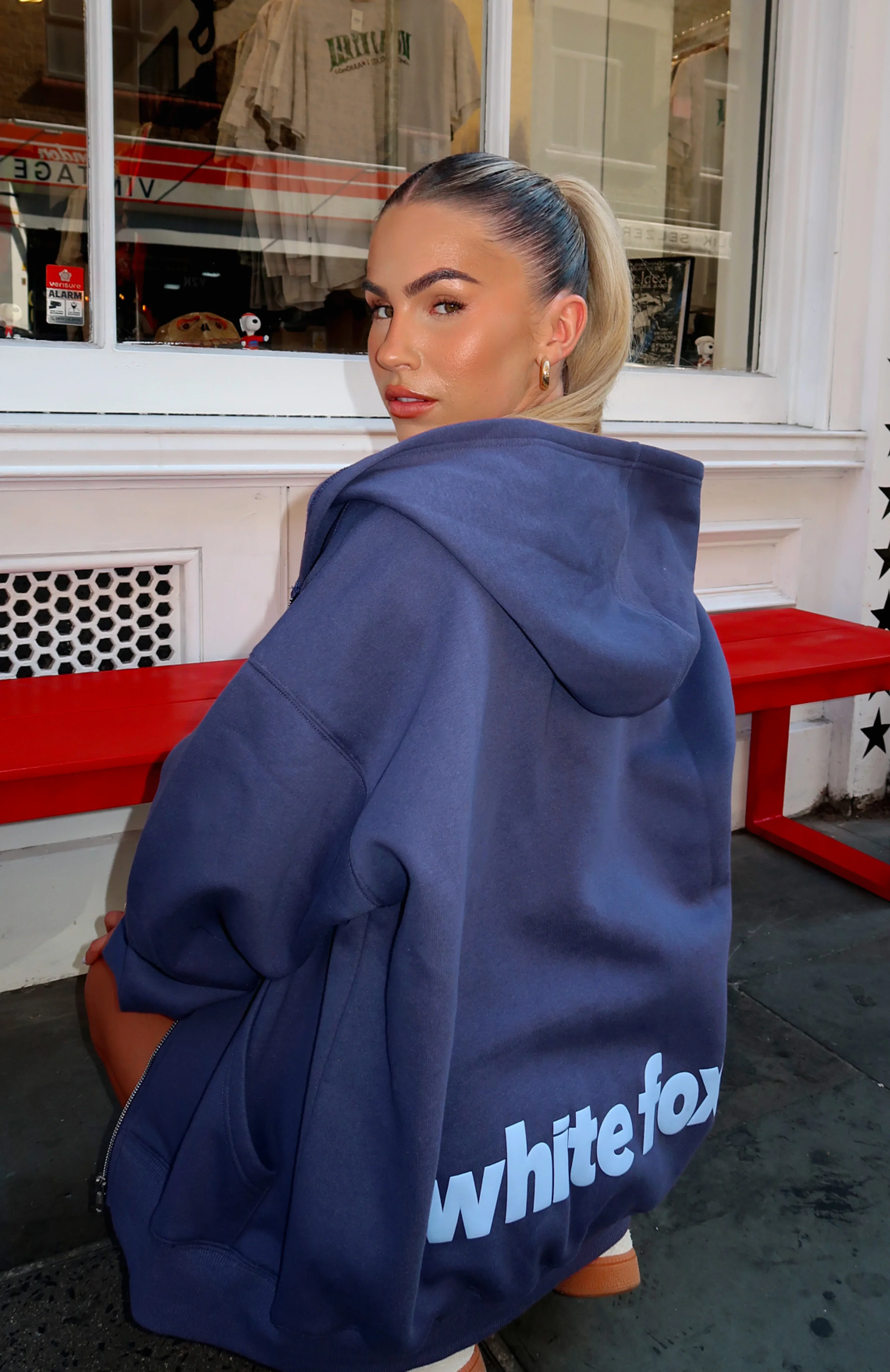 From The Archives Charli Zip Front Hoodie Navy - luluinthesky