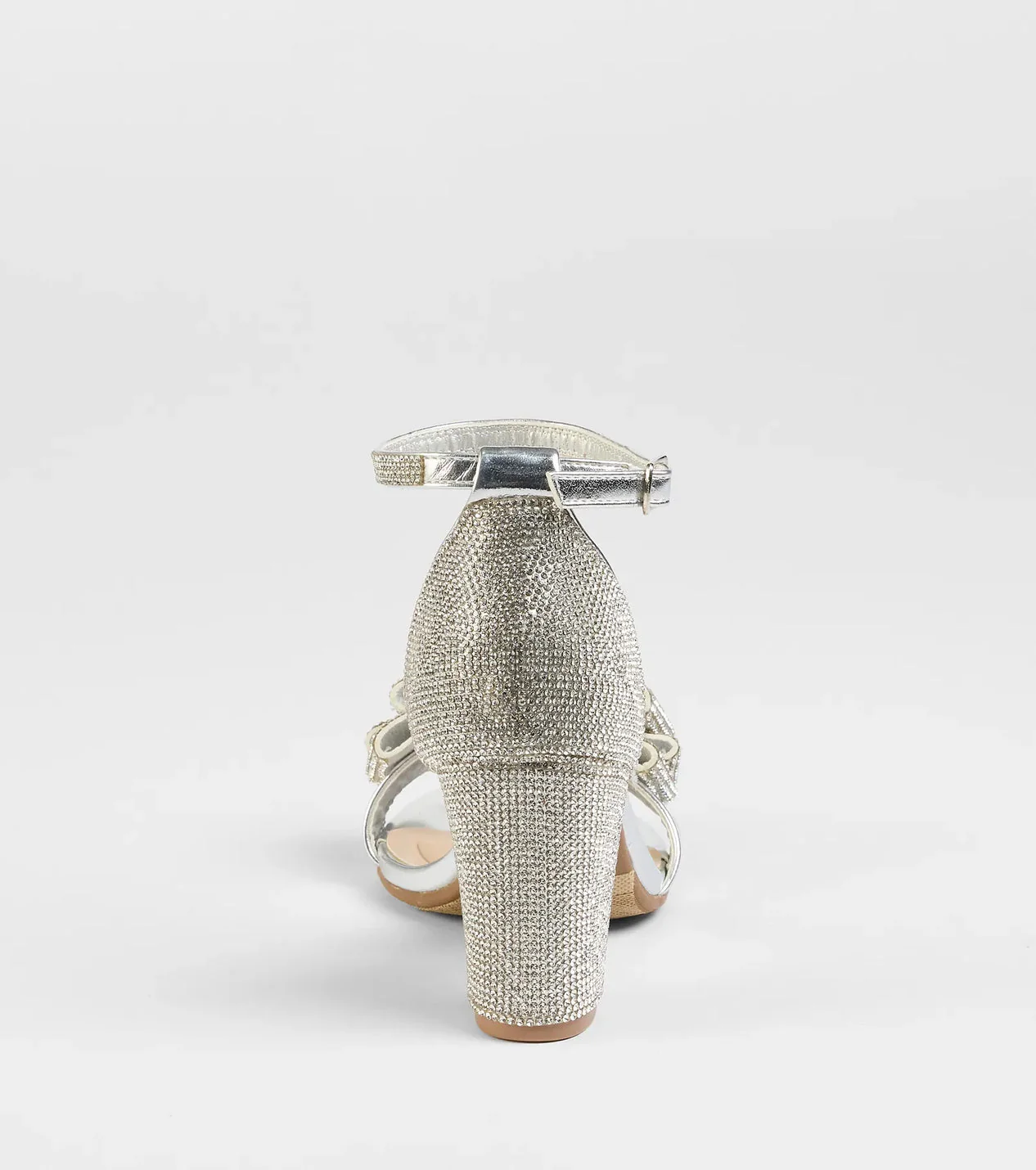 Endless Glam Rhinestone Bow Block Heels - luluinthesky