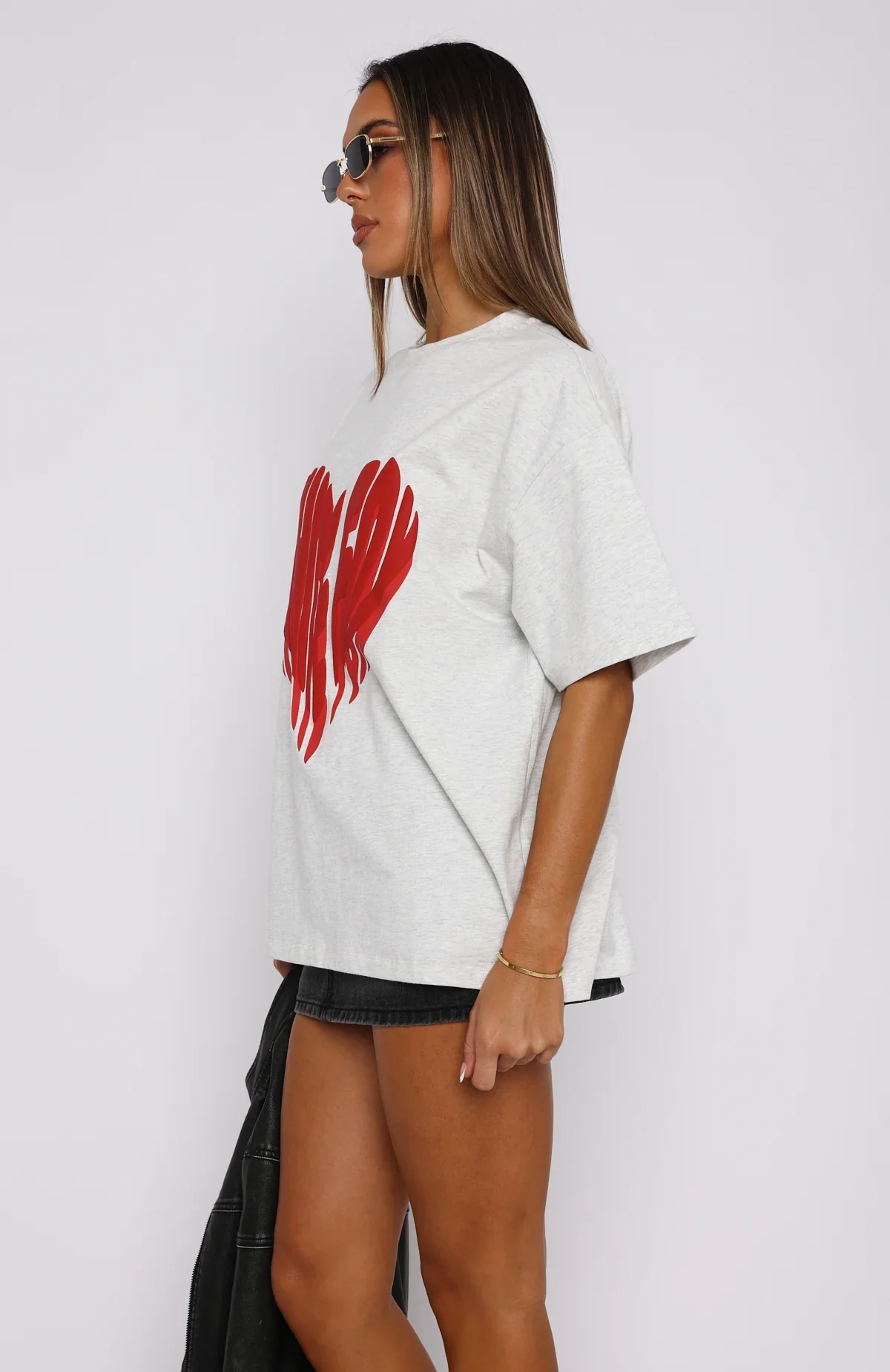 Love Burst Oversized Tee Grey Marle - luluinthesky
