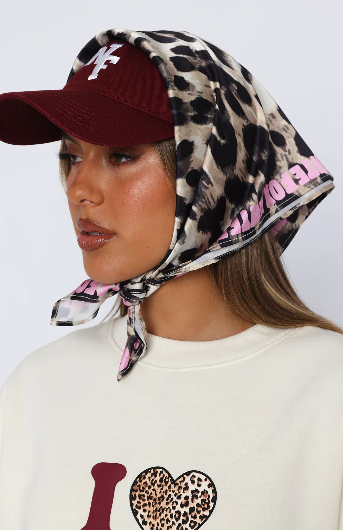 11th Street She's So Lucky Head Scarf Leopard Splice - luluinthesky