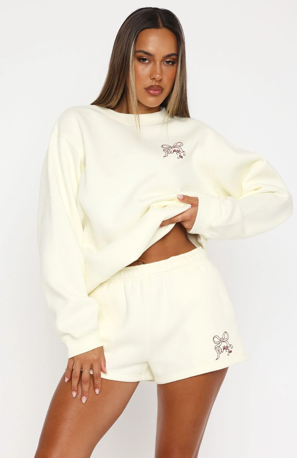 Love You Forever Lounge Shorts Cream - luluinthesky