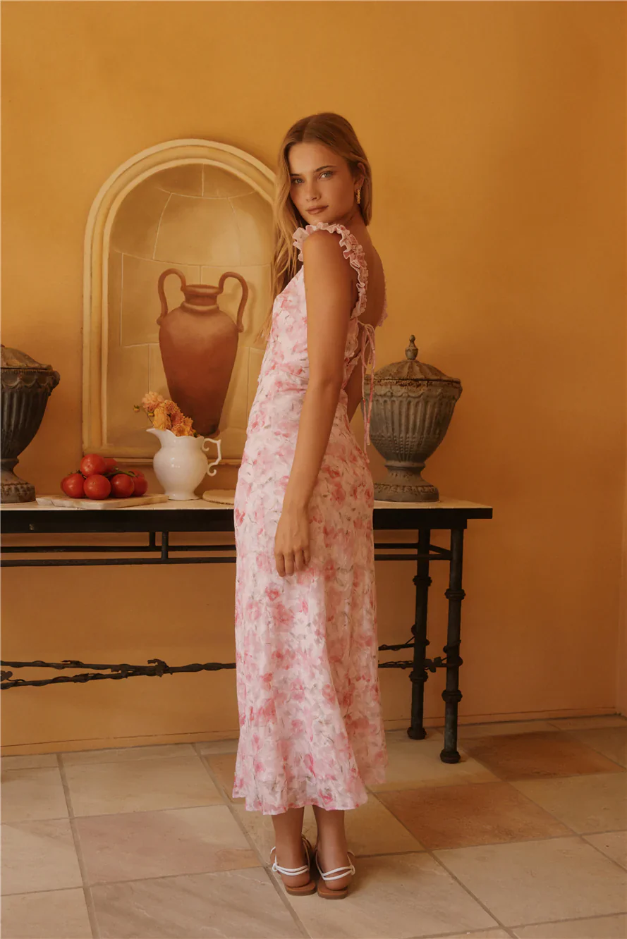 Rose Petal Reverie Midi Dress Pink - luluinthesky
