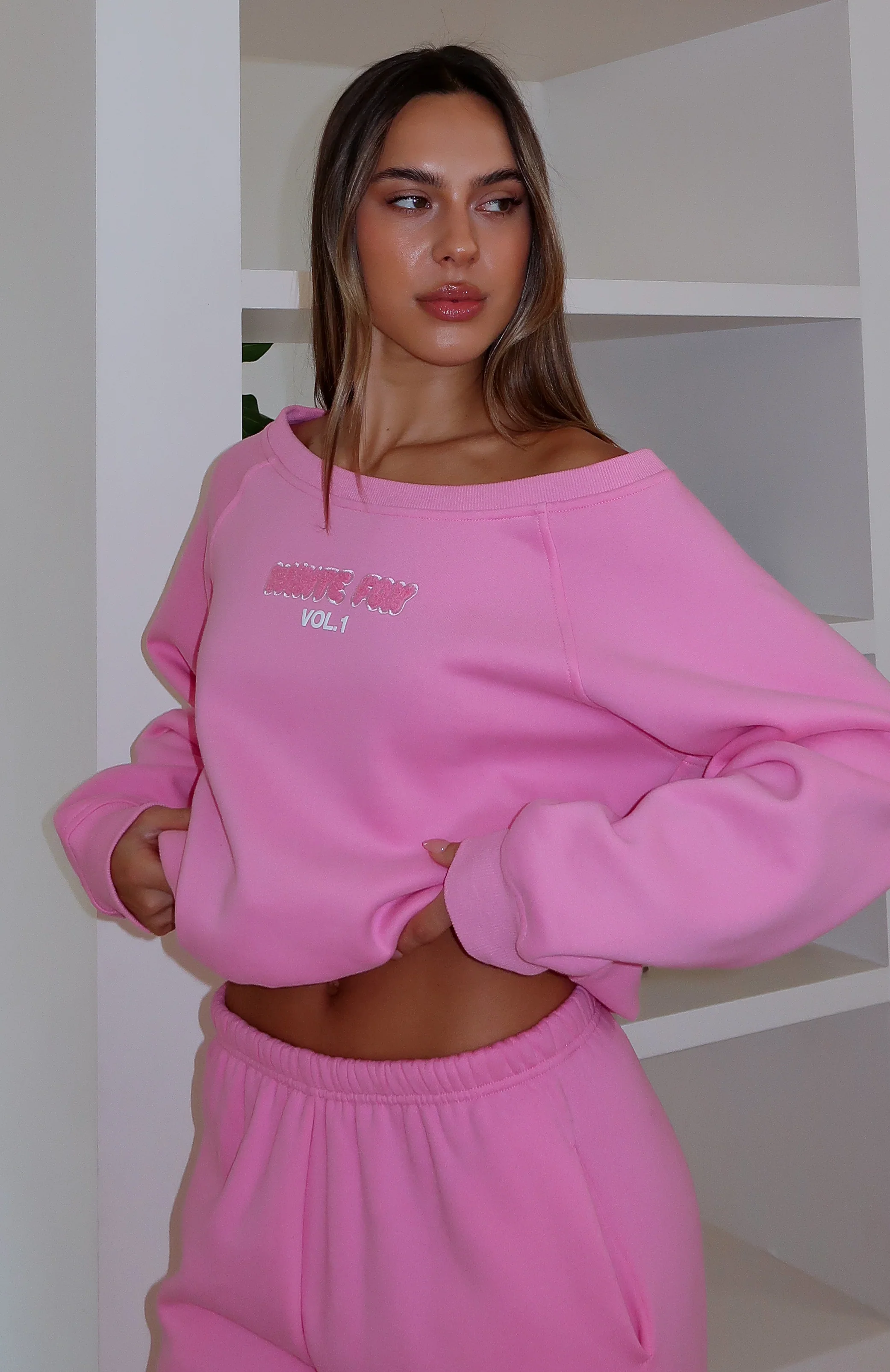 Vol. 1 Off Shoulder Sweater Bubblegum - luluinthesky