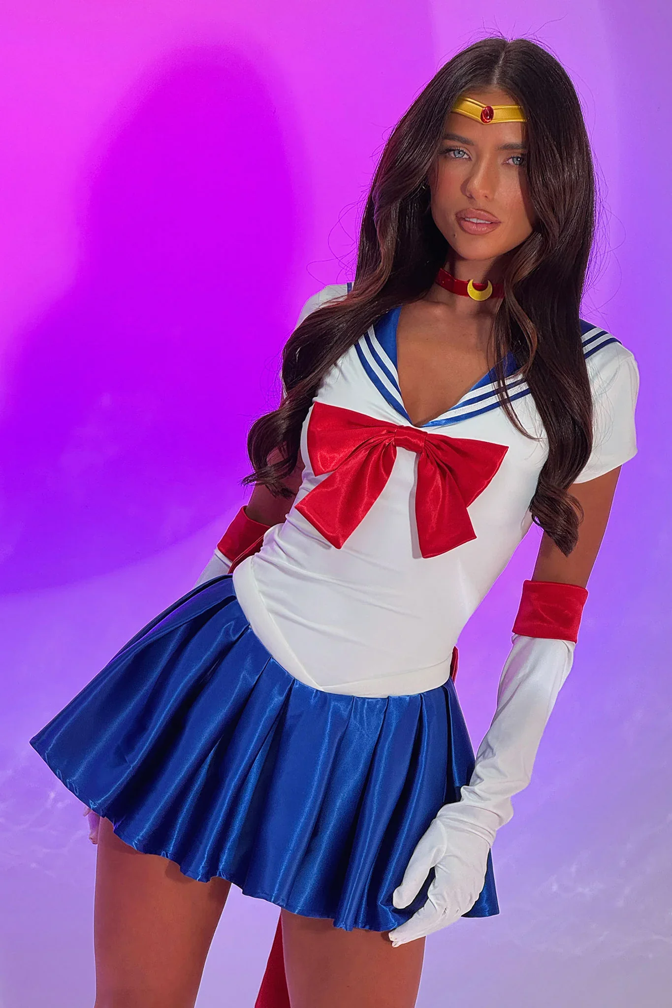 Moonlight Justice 2 Piece Set - White/Blue - luluinthesky