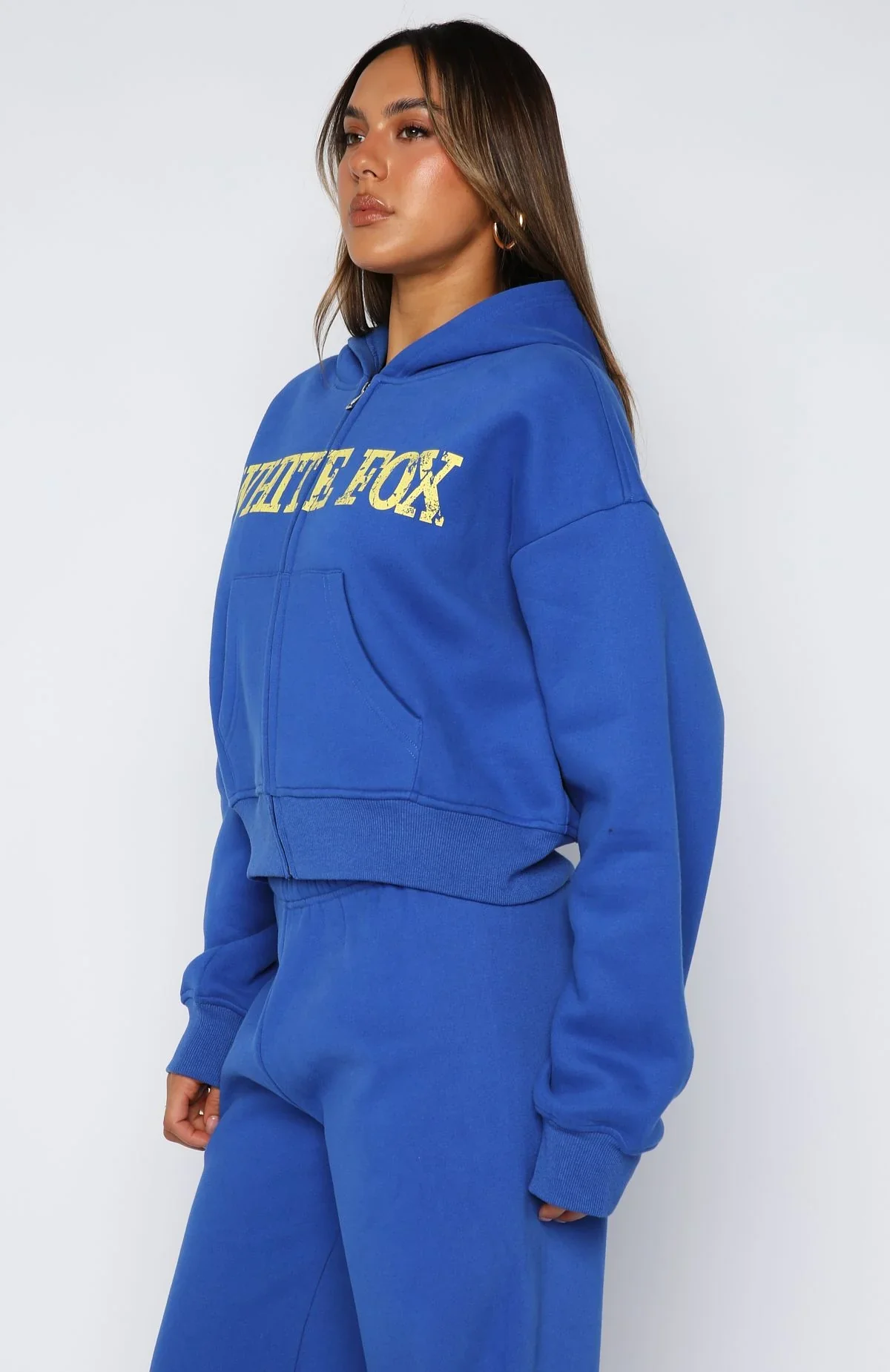 Brand New Start Boxy Zip Front Hoodie Electric Blue - luluinthesky