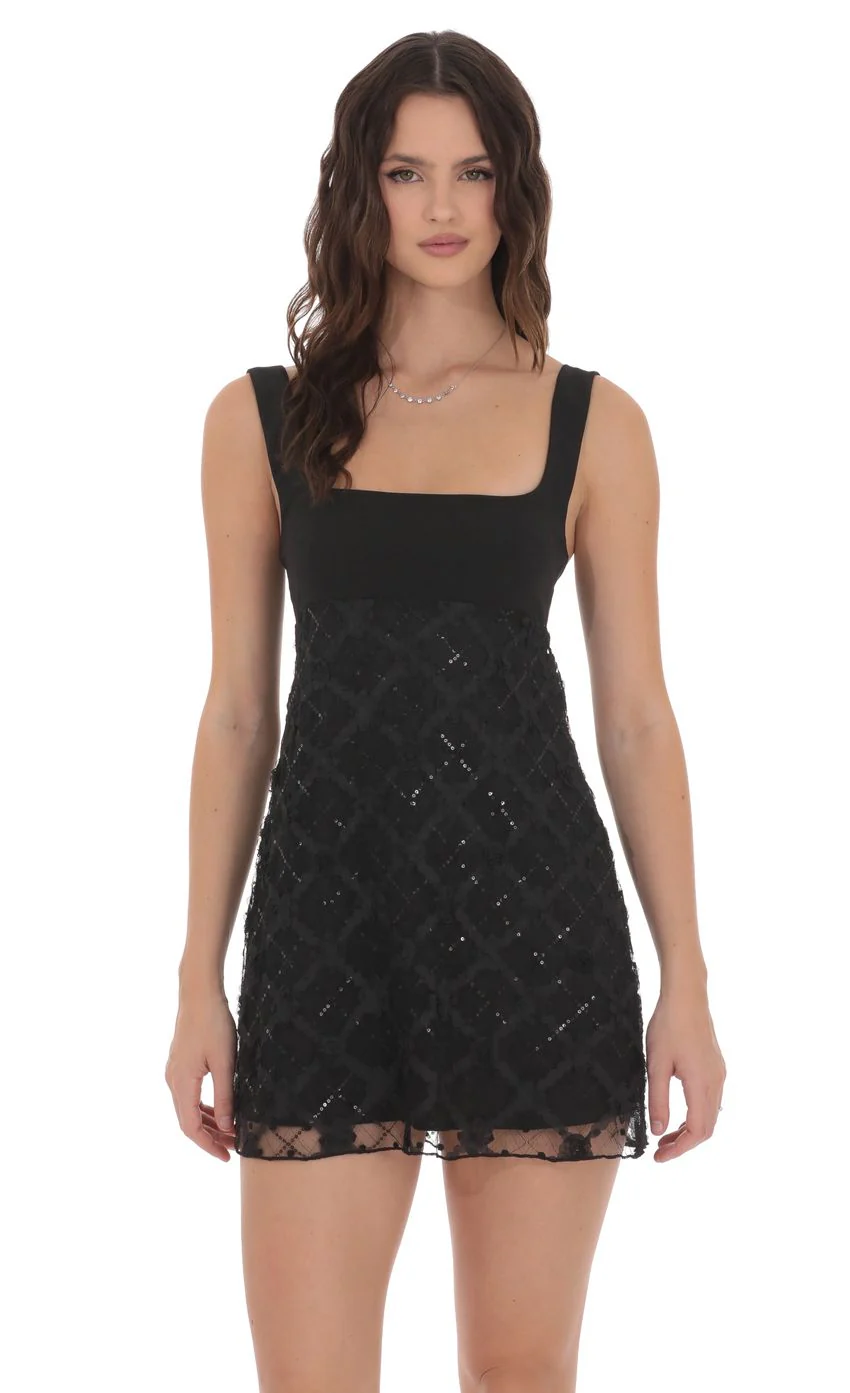 Novelty Lace Shift Dress in Black - luluinthesky