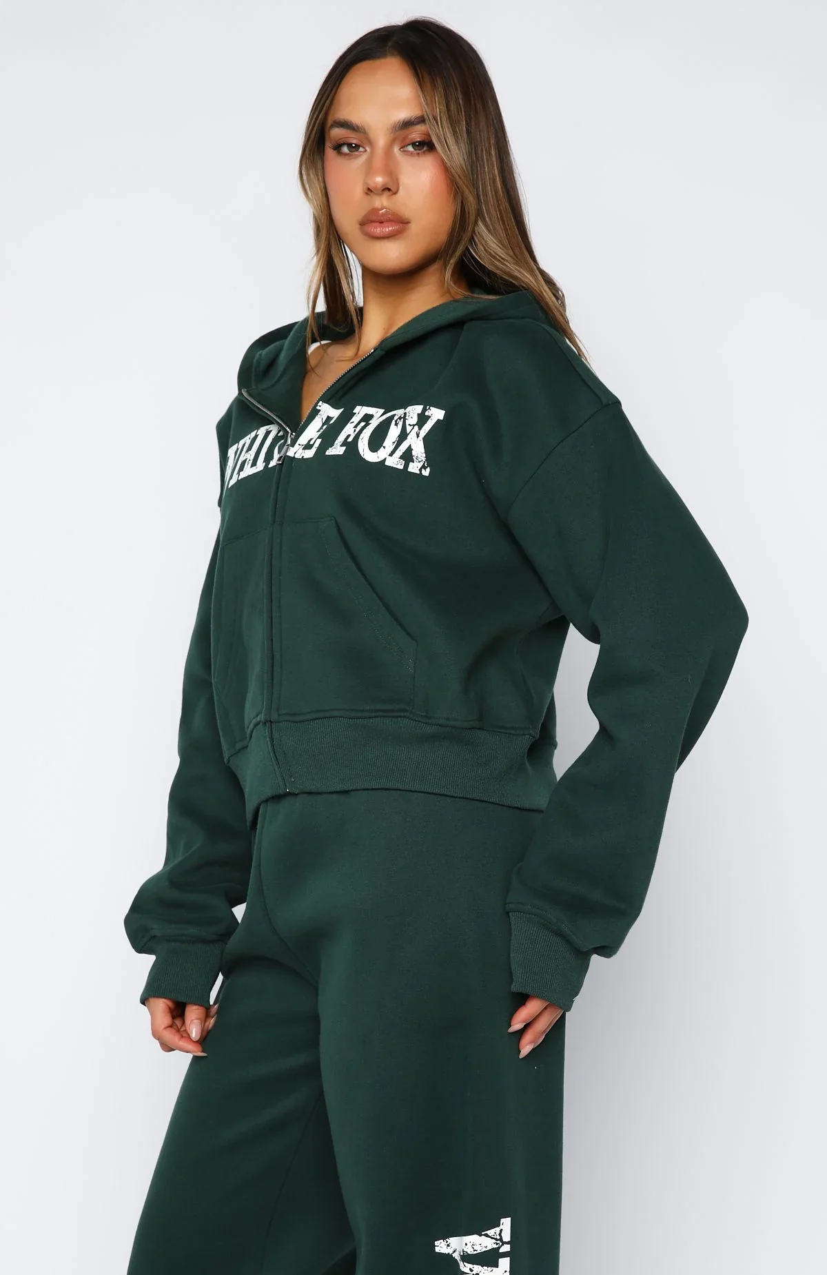 Brand New Start Boxy Zip Front Hoodie Forest Green - luluinthesky