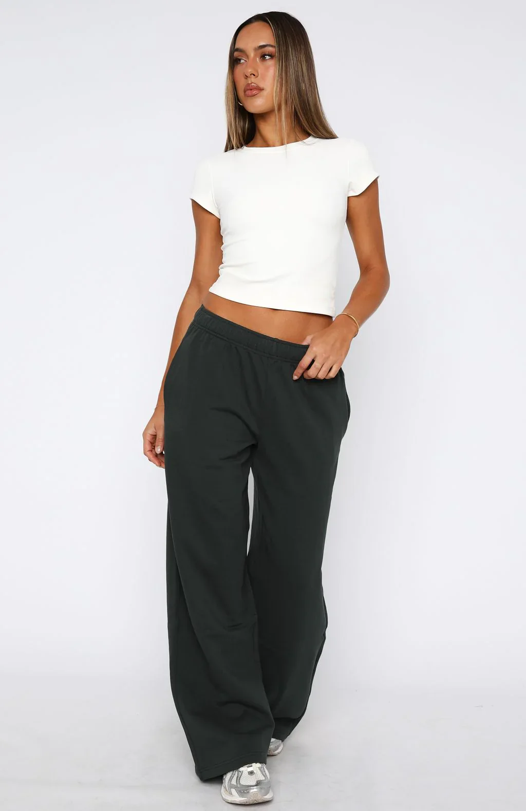 Give It A Rest Wide Leg Sweatpants Forest Green - luluinthesky