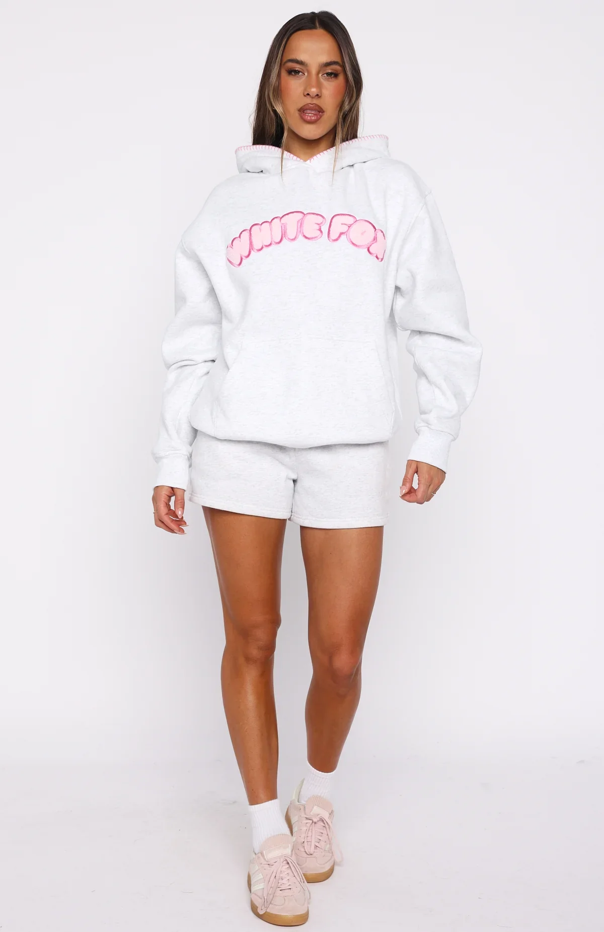 Vol. 1 Front Graphic Oversized Hoodie Grey Marle - luluinthesky