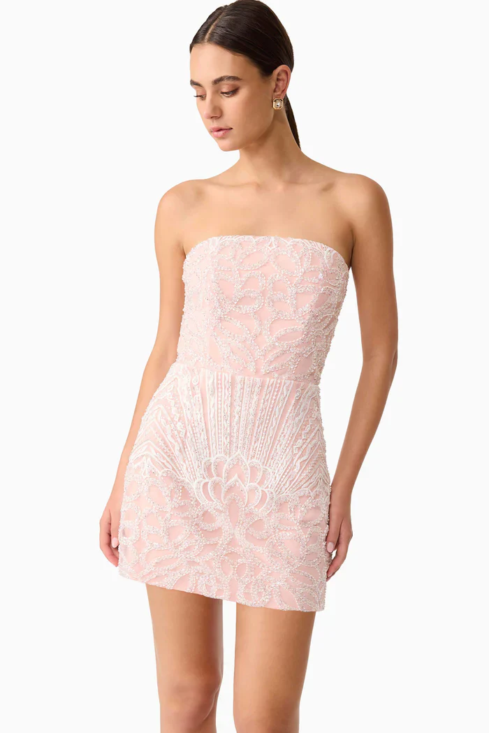 Kiki Strapless Mini Dress in Pink - luluinthesky