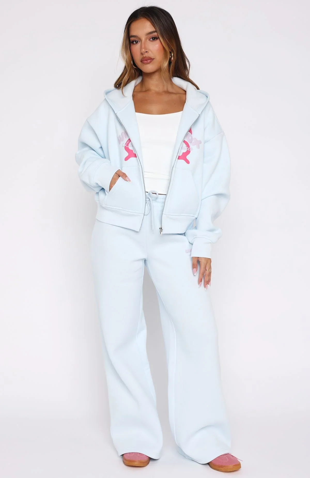 Lucky Thirteen Audrina Wide Leg Sweatpants Blue - luluinthesky