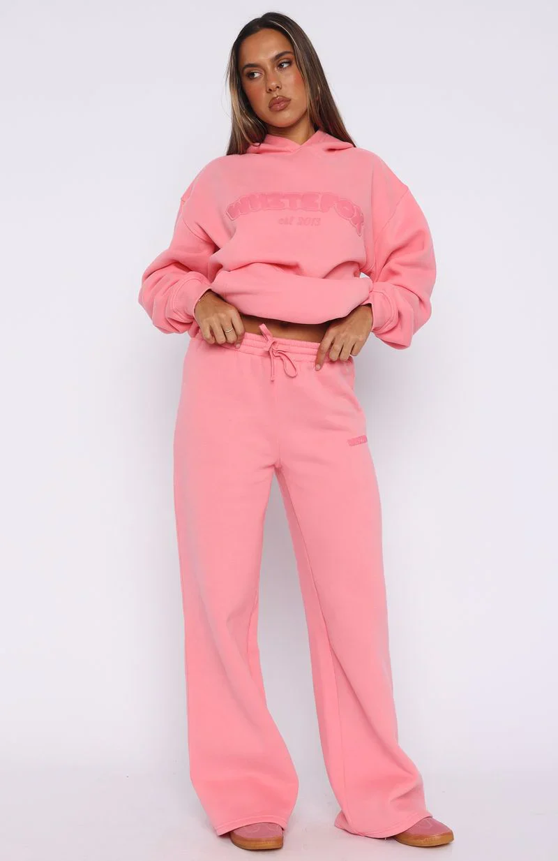 Don't Even Try Wide Leg Sweatpants Melon - luluinthesky