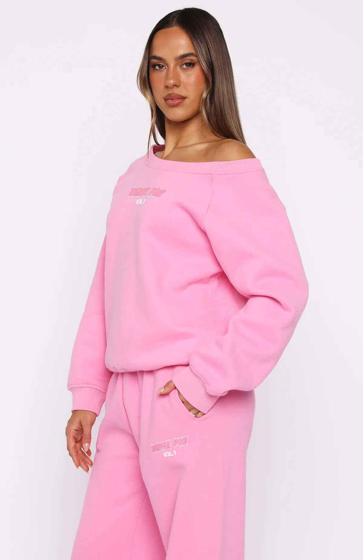 Vol. 1 Off Shoulder Sweater Bubblegum - luluinthesky
