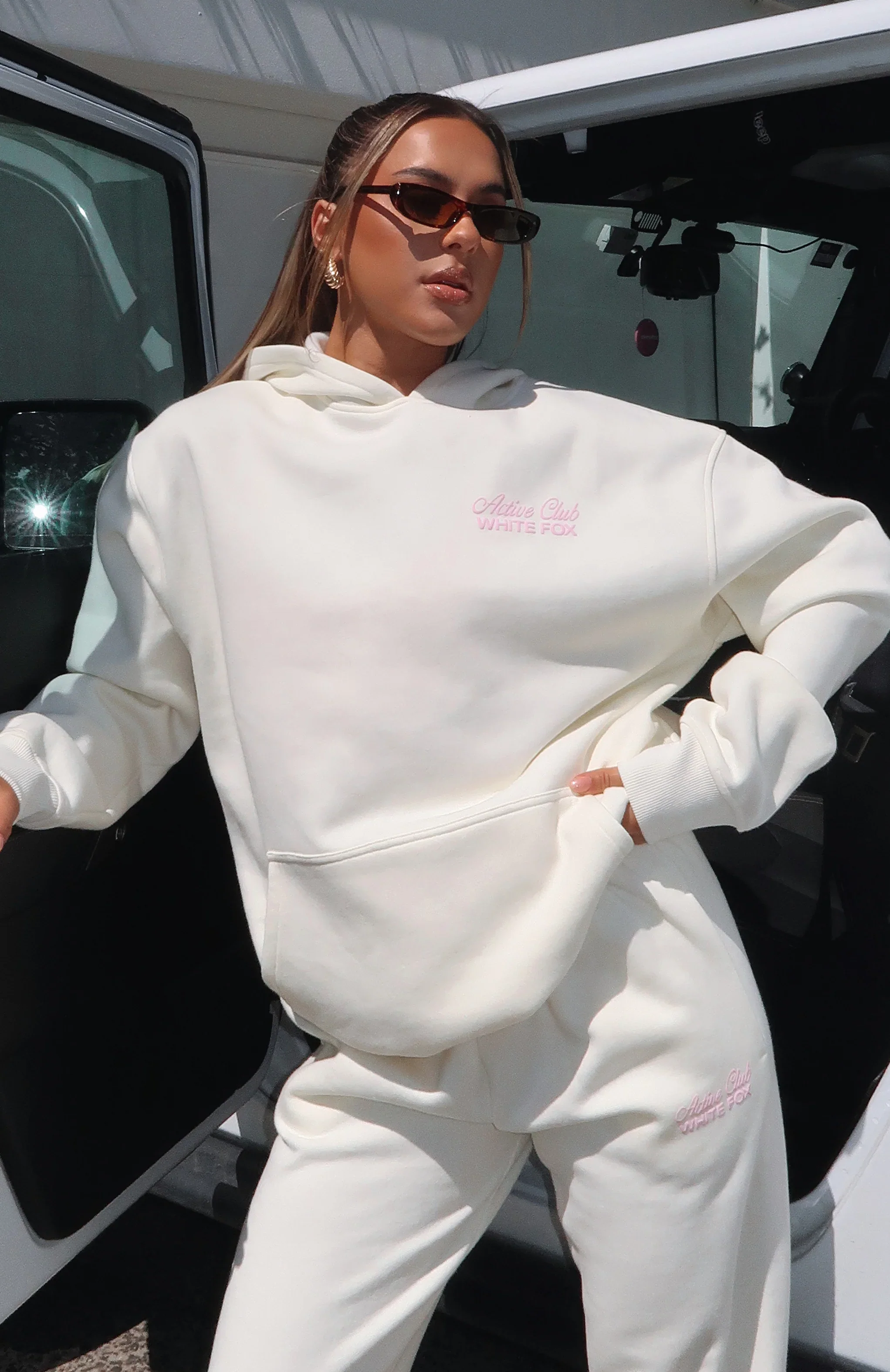 Active Club Oversized Hoodie Off White - luluinthesky