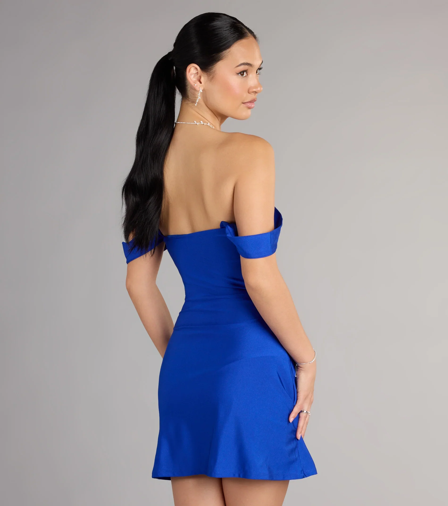 Classics Lover Off-The-Shoulder Satin A-Line Mini Dress - luluinthesky
